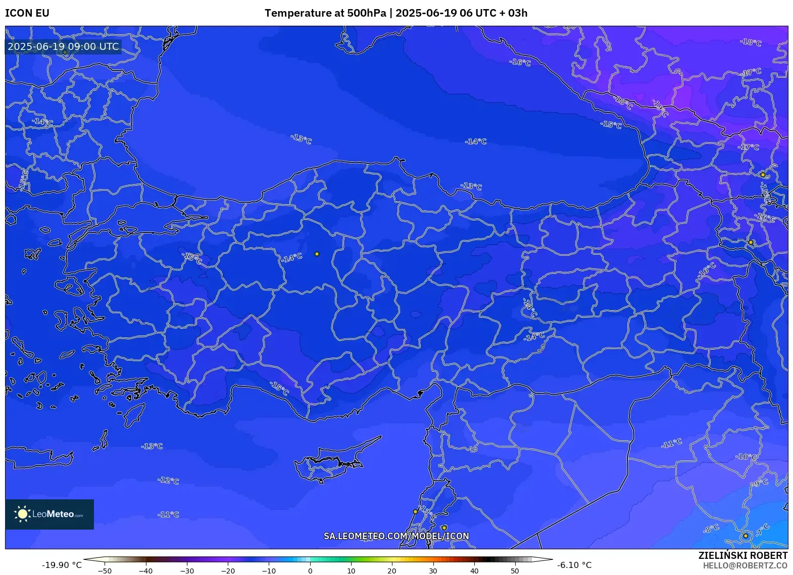 ICON model - Turkey, Temperature at 500hPa ICON model - Turkey, Temperature at 500hPa