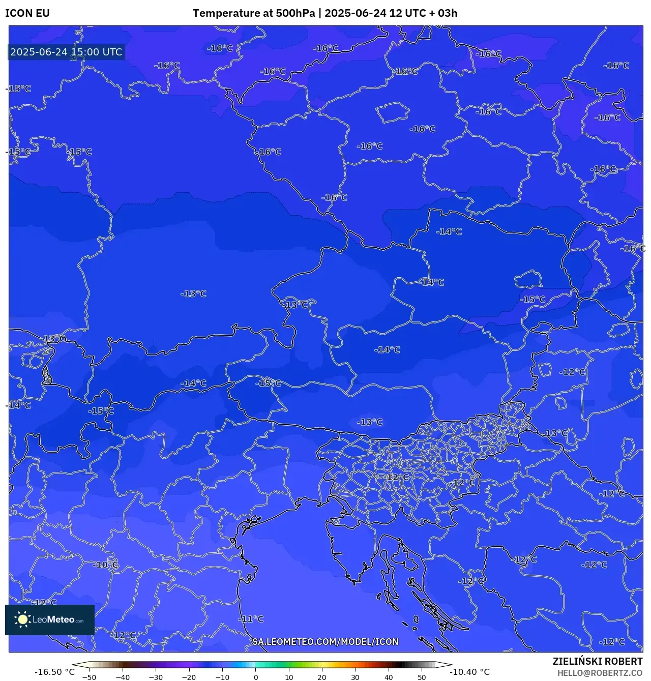 ICON model - Austria, Temperature at 500hPa ICON model - Austria, Temperature at 500hPa