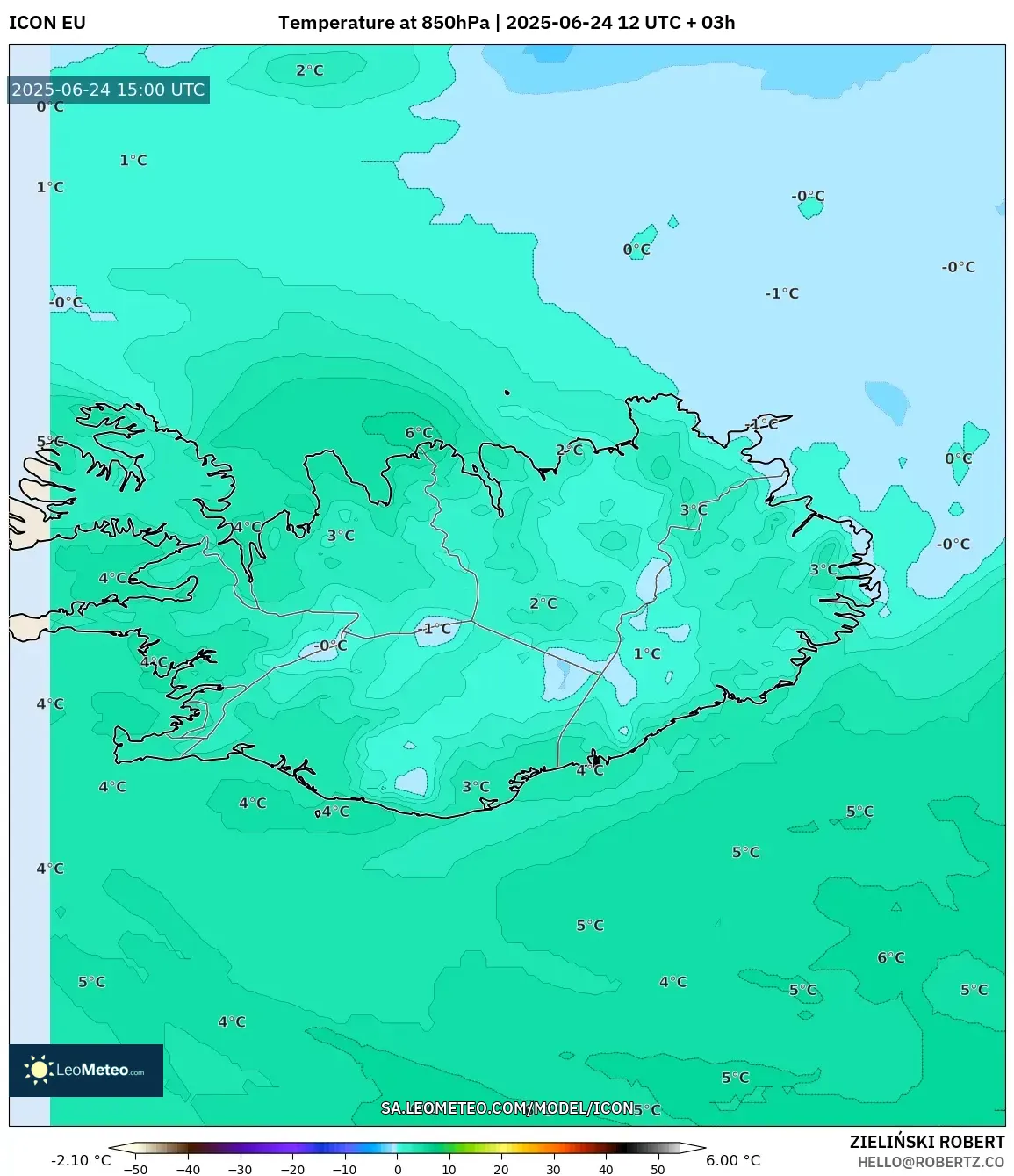 ICON model - Iceland, Temperature at 850hPa ICON model - Iceland, Temperature at 850hPa