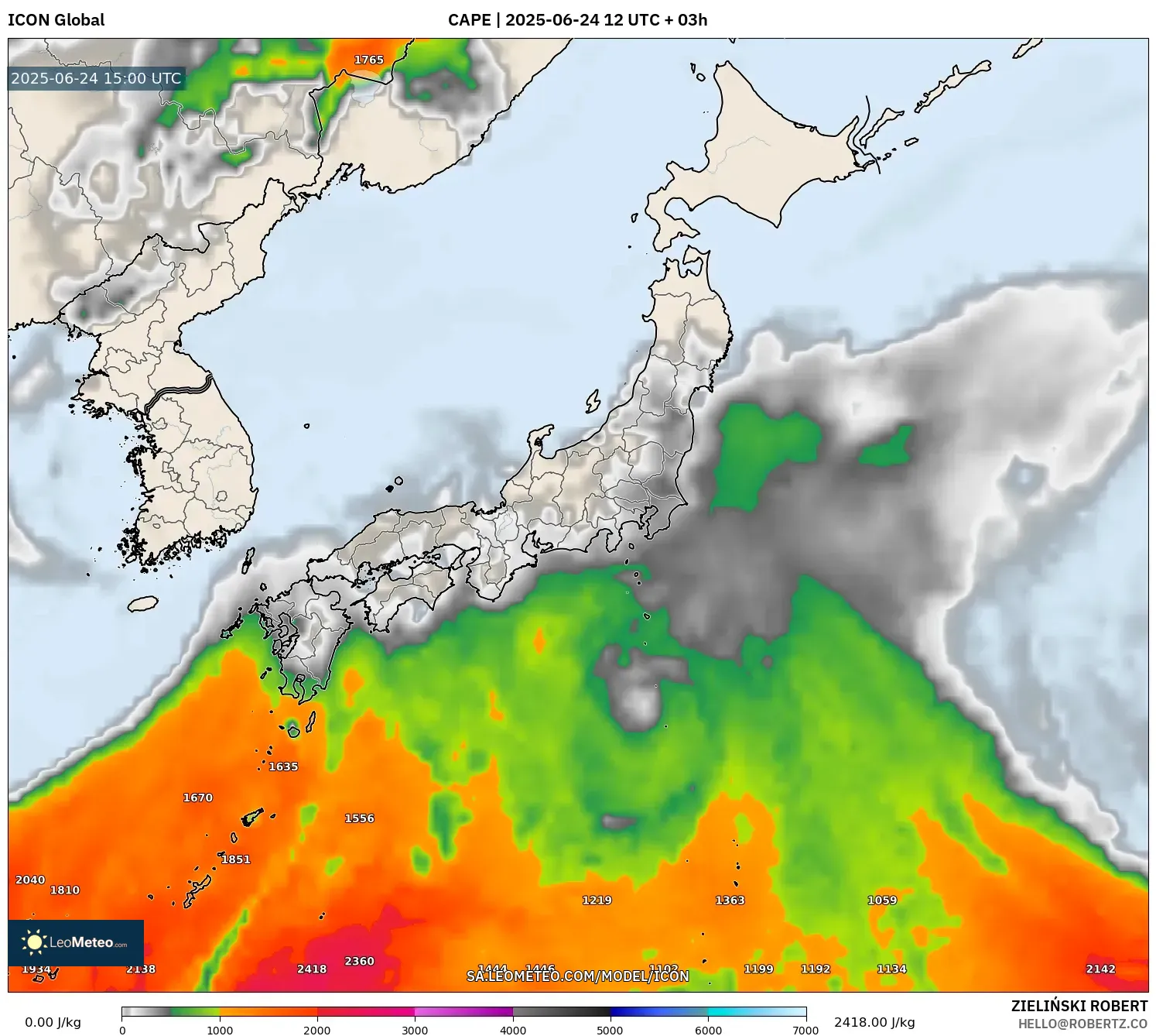 ICON model - Japan, CAPE ICON model - Japan, CAPE