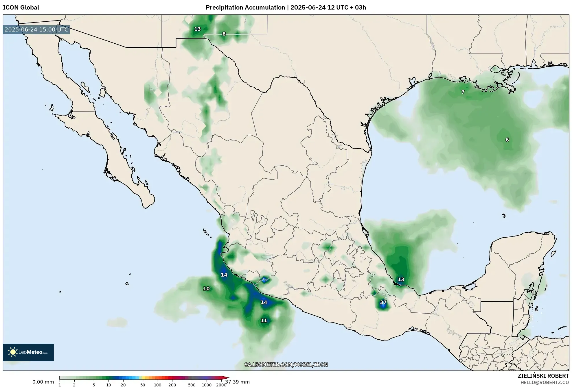 ICON model - Mexico, Precipitation Accumulation ICON model - Mexico, Precipitation Accumulation