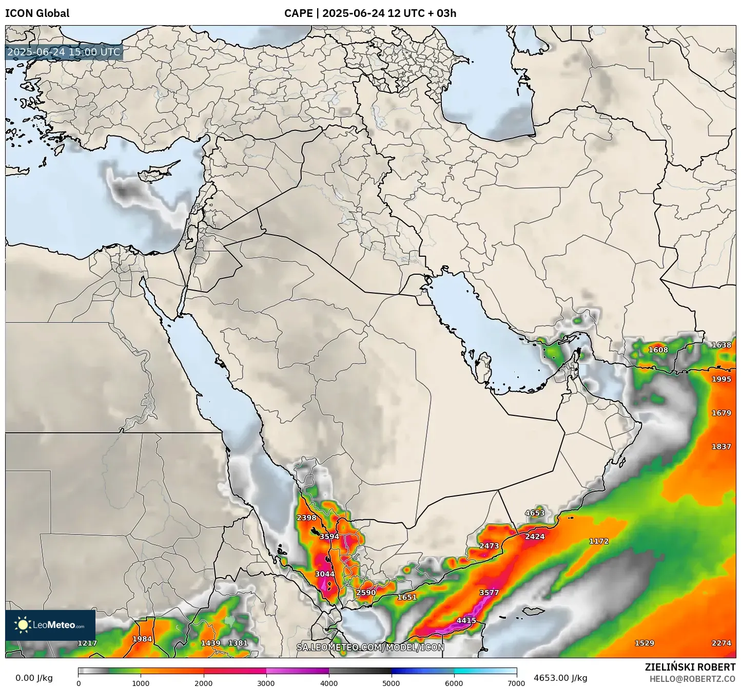 ICON model - Middle East, CAPE ICON model - Middle East, CAPE
