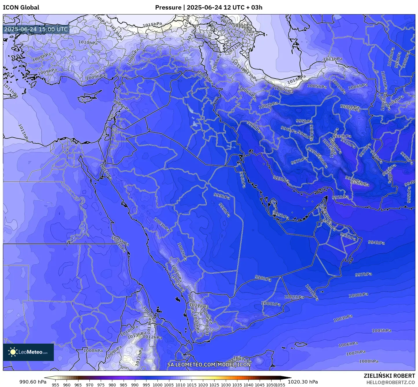 ICON model - Middle East, Pressure ICON model - Middle East, Pressure