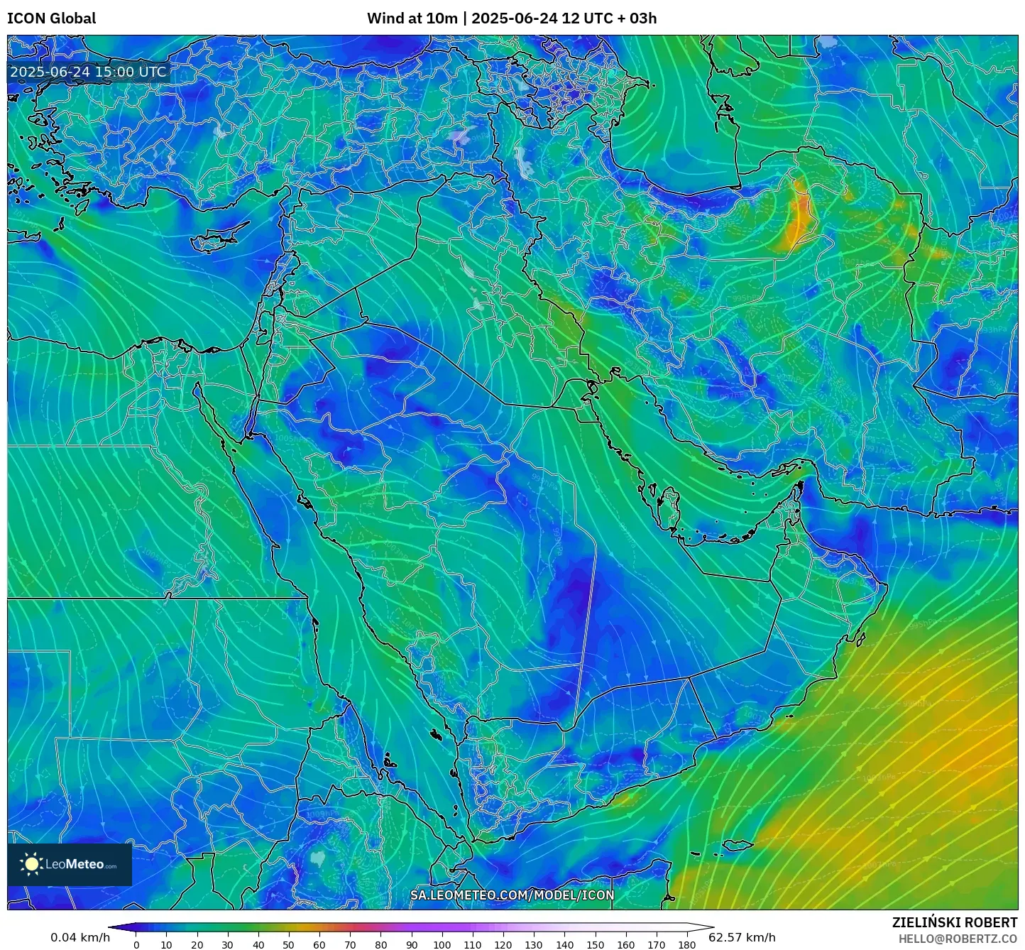ICON model - Middle East, Wind at 10m ICON model - Middle East, Wind at 10m
