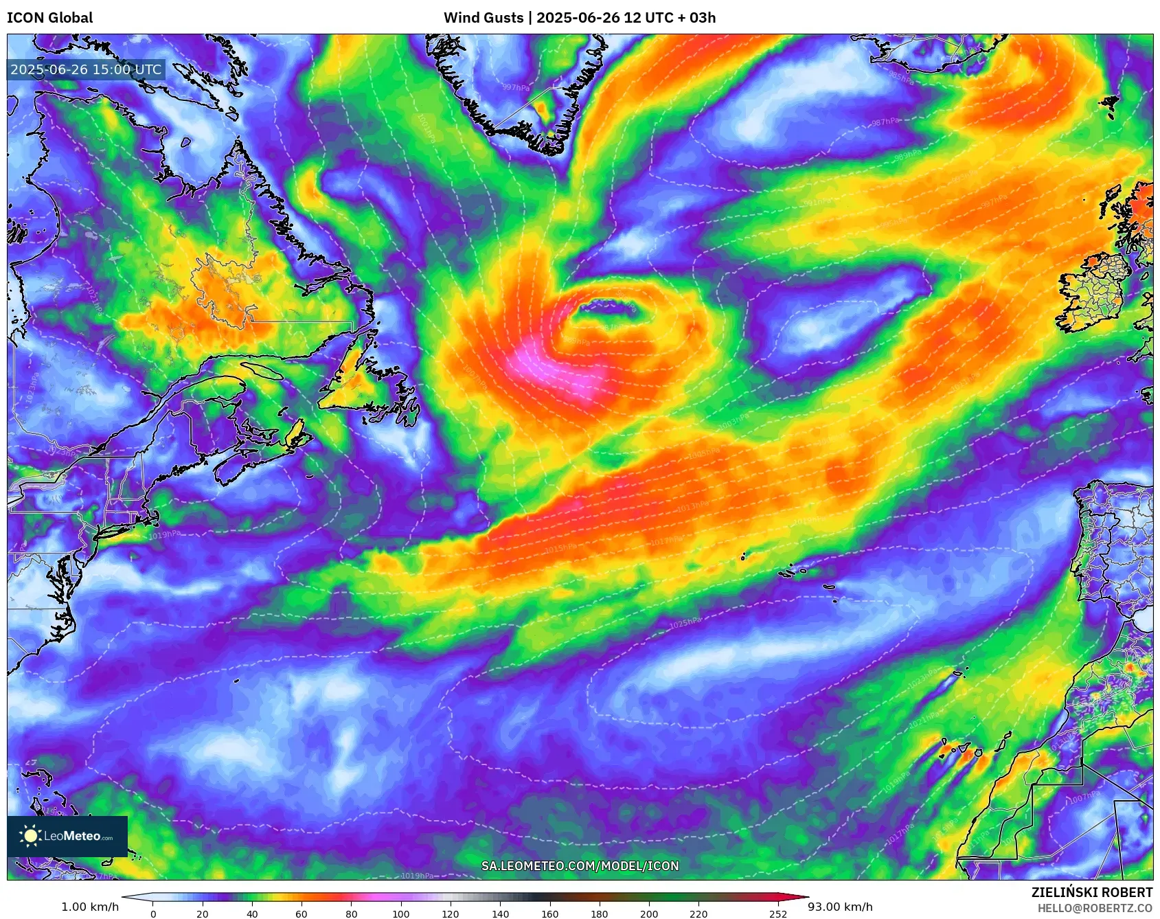 ICON model - North Atlantic, Wind Gusts ICON model - North Atlantic, Wind Gusts