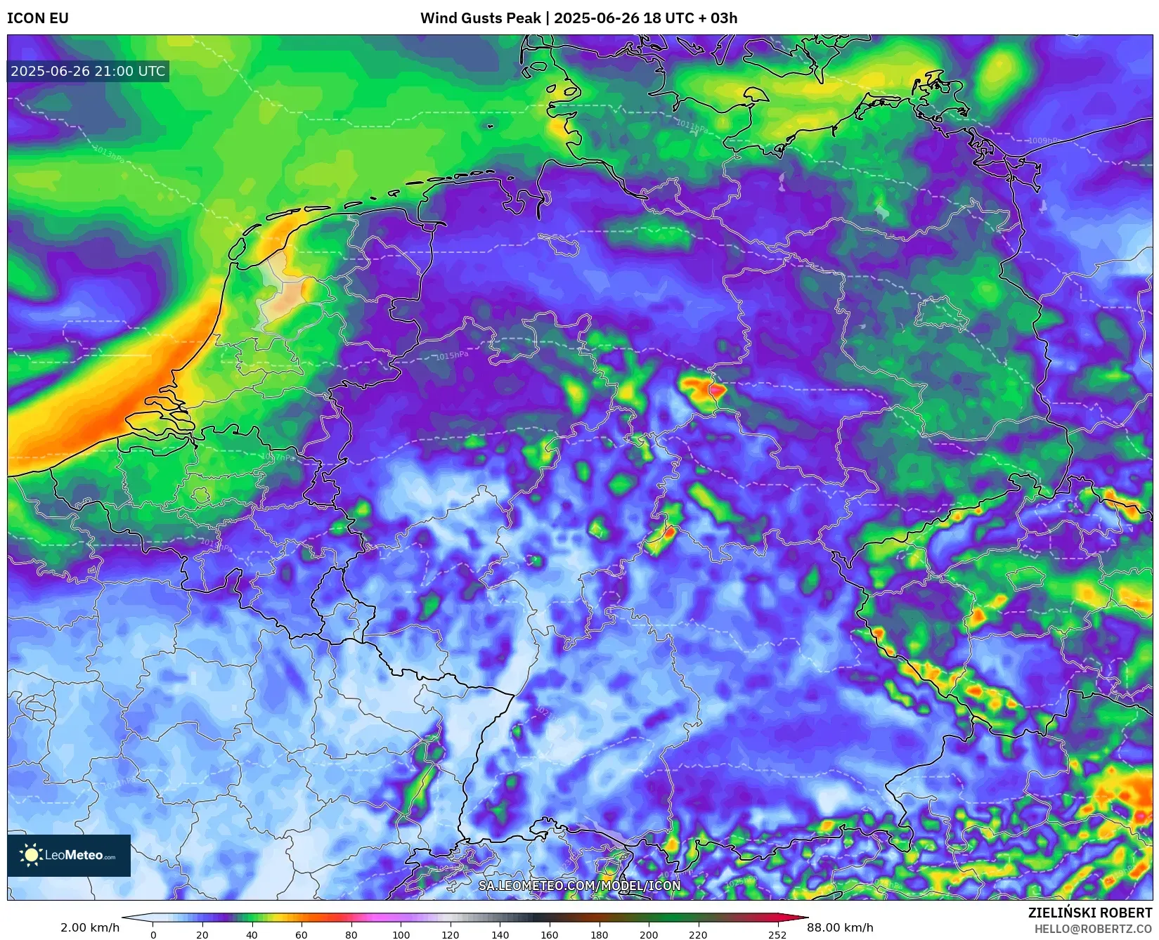 ICON model - Germany, Wind Gusts Peak ICON model - Germany, Wind Gusts Peak