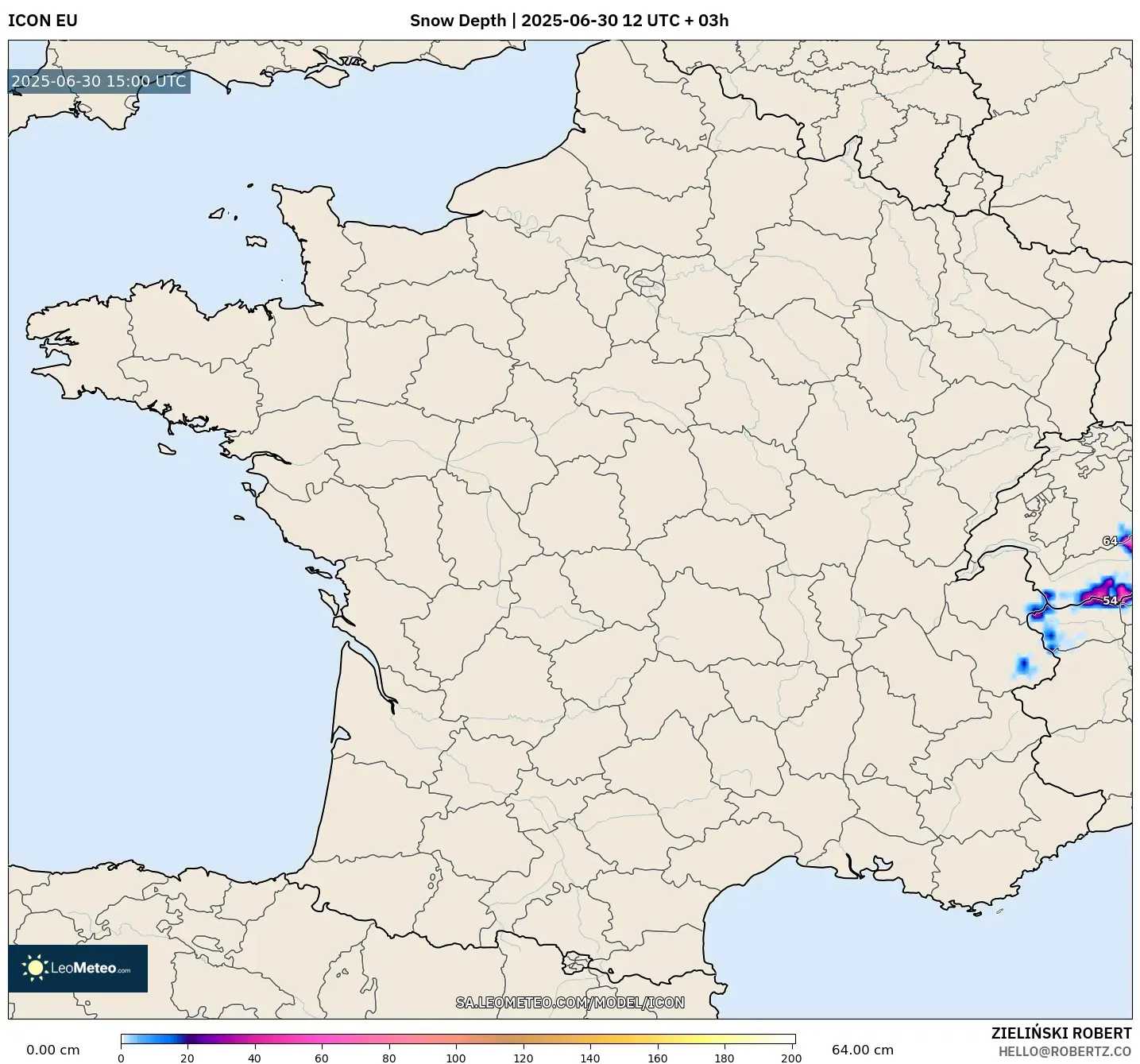 ICON model - France, Snow Depth ICON model - France, Snow Depth