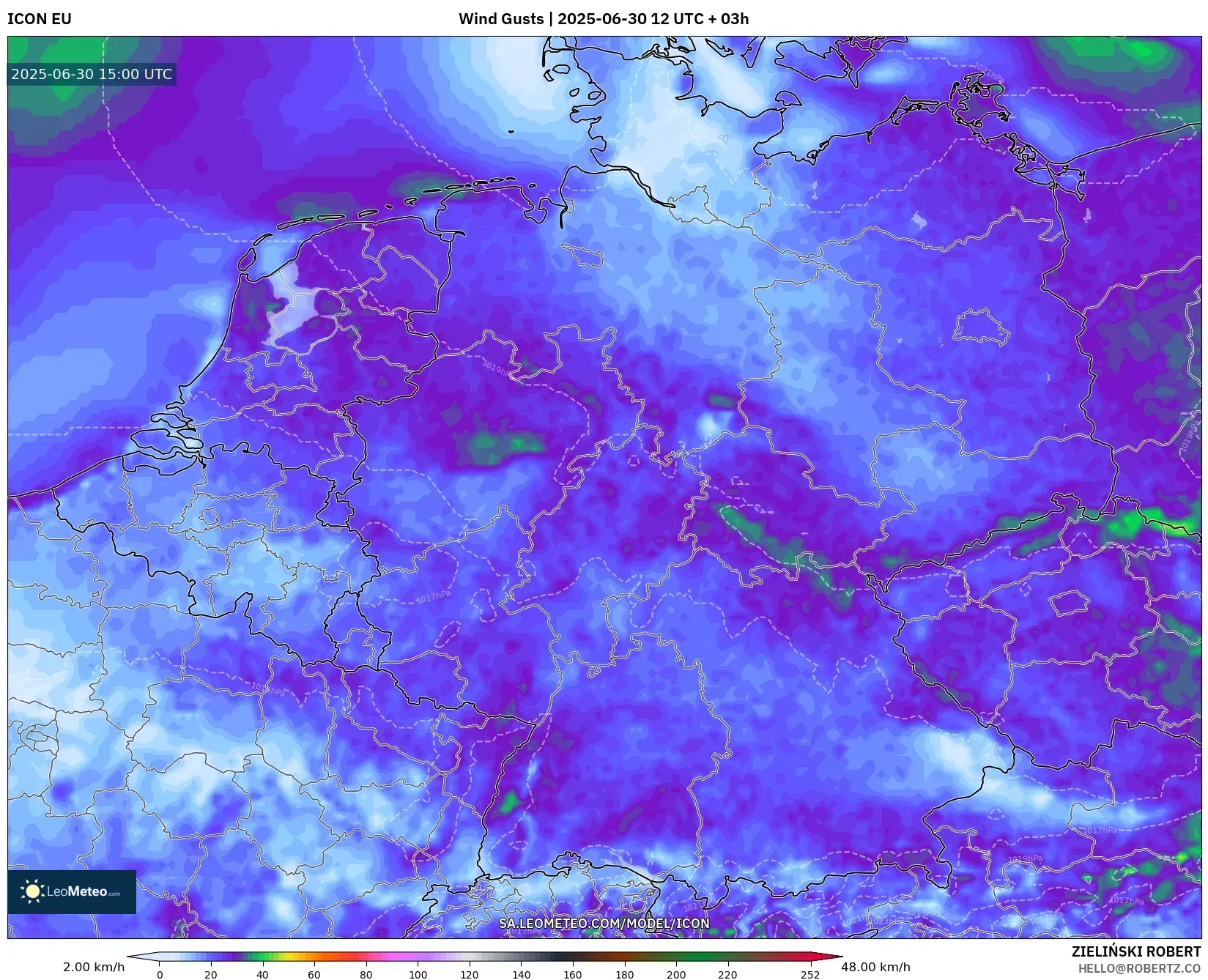 ICON model - Germany, Wind Gusts ICON model - Germany, Wind Gusts