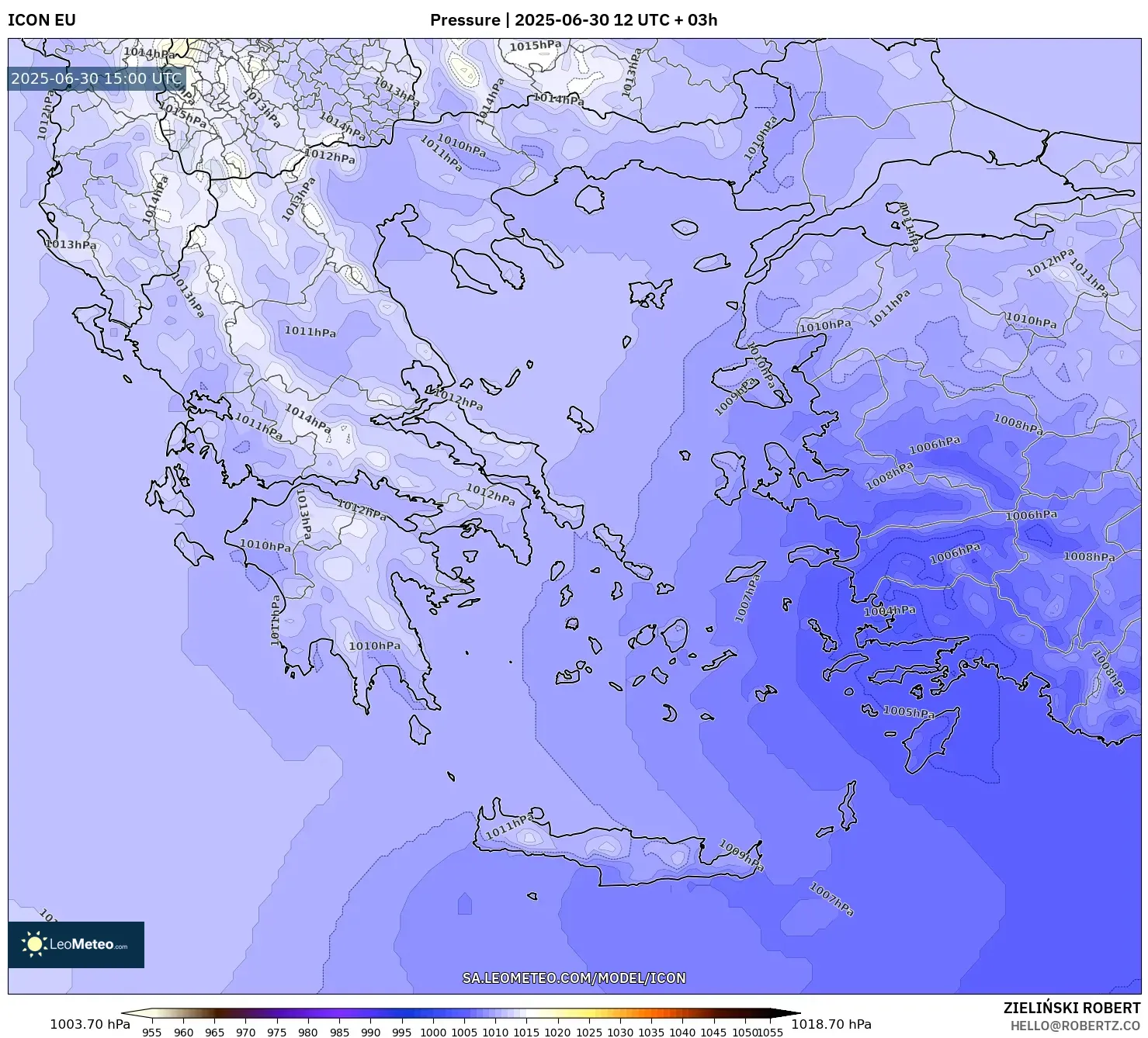 ICON model - Greece, Pressure ICON model - Greece, Pressure