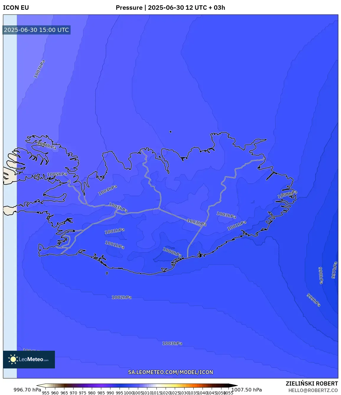 ICON model - Iceland, Pressure