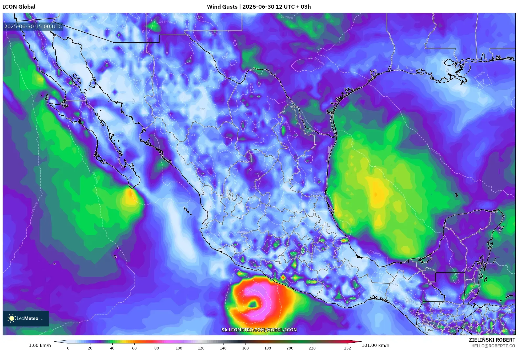 ICON model - Mexico, Wind Gusts ICON model - Mexico, Wind Gusts