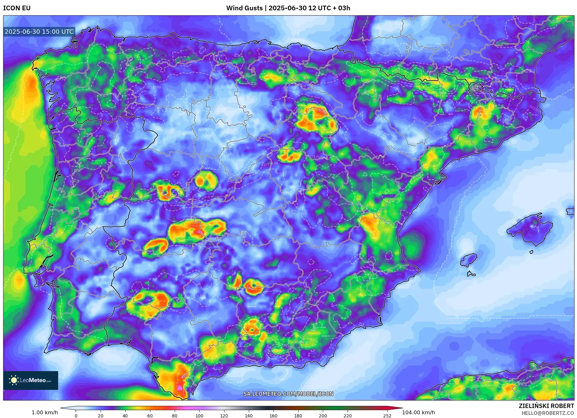 ICON model - Spain, Wind Gusts ICON model - Spain, Wind Gusts