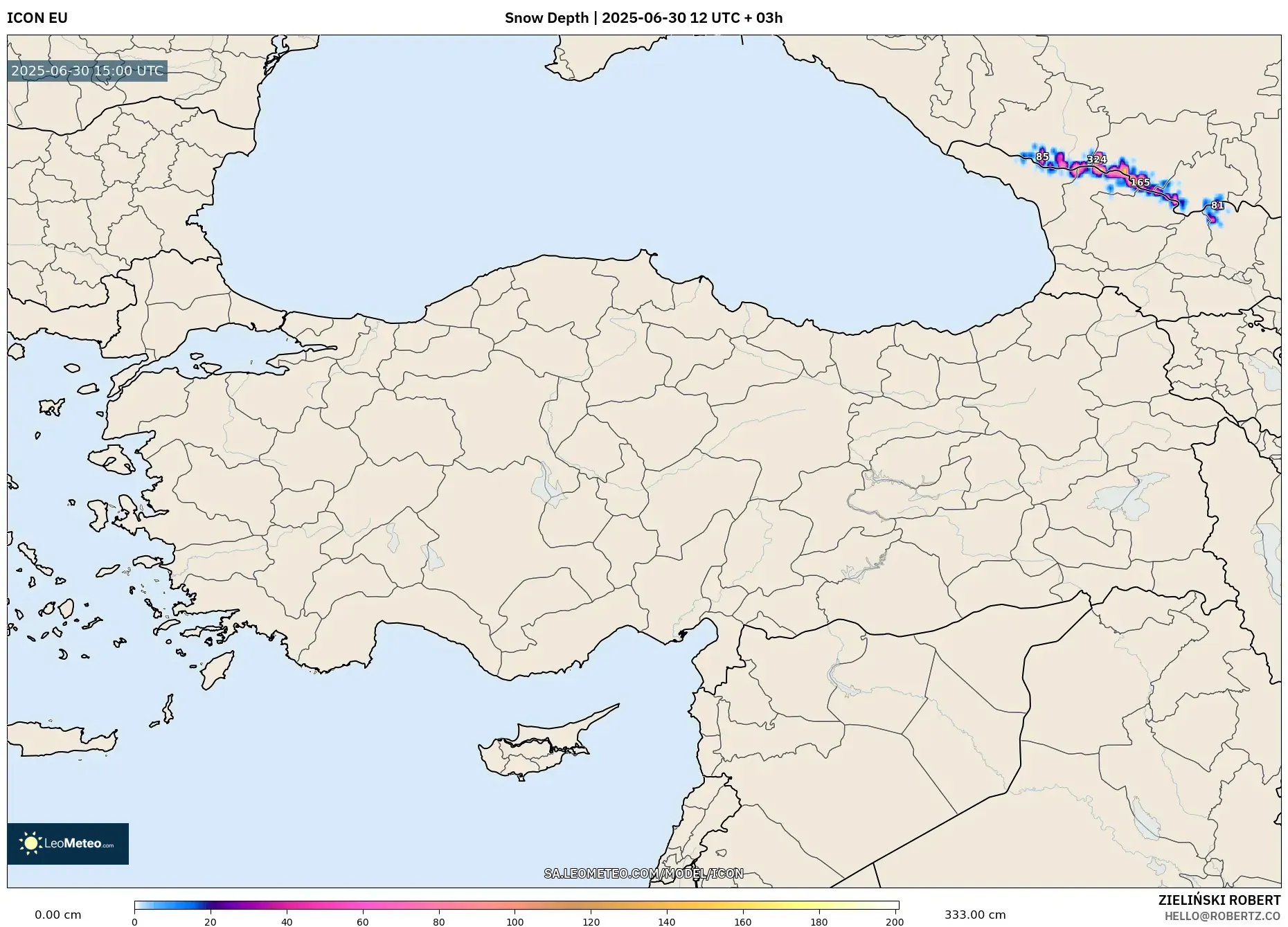 ICON model - Turkey, Snow Depth ICON model - Turkey, Snow Depth