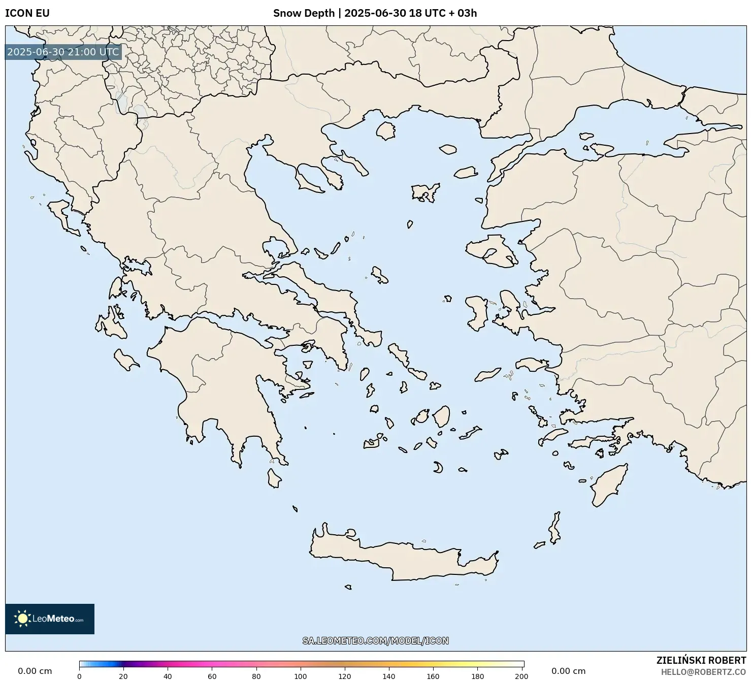 ICON model - Greece, Snow Depth ICON model - Greece, Snow Depth