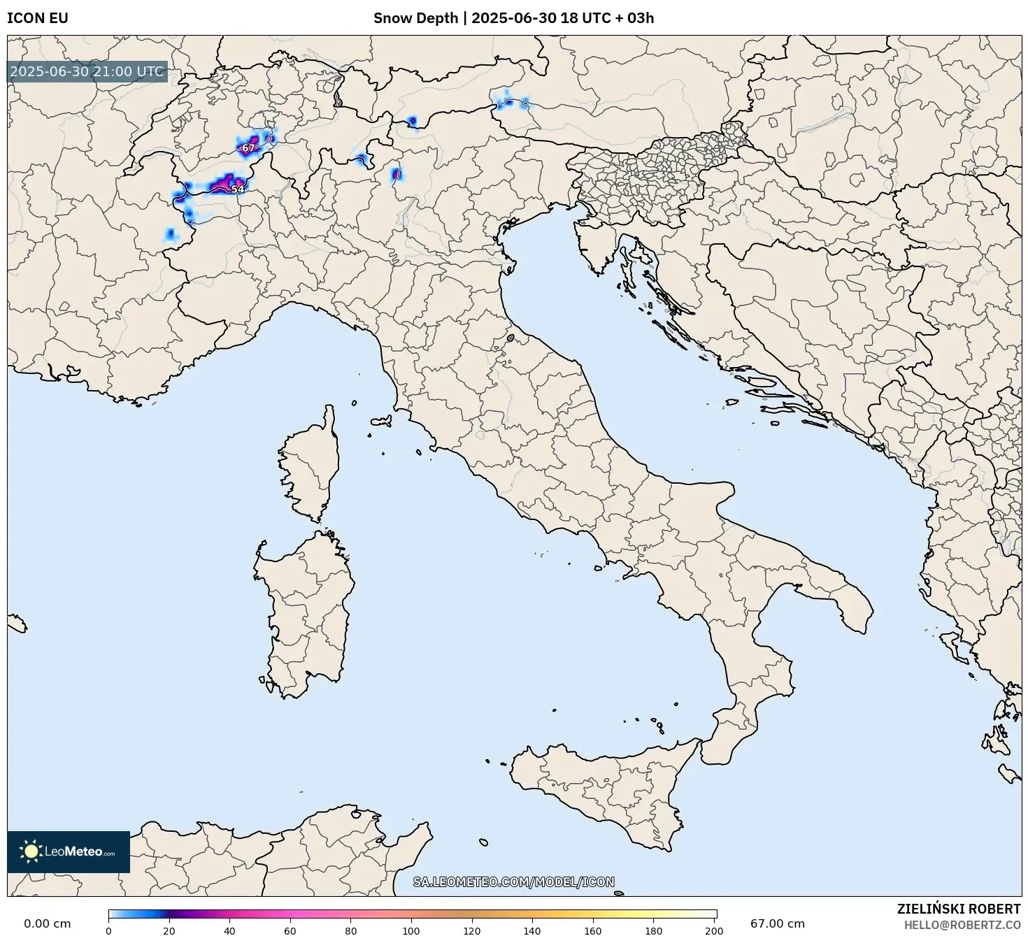 ICON model - Italy, Snow Depth