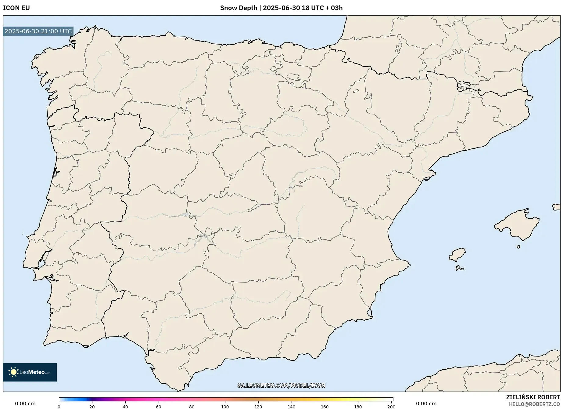 ICON model - Spain, Snow Depth ICON model - Spain, Snow Depth
