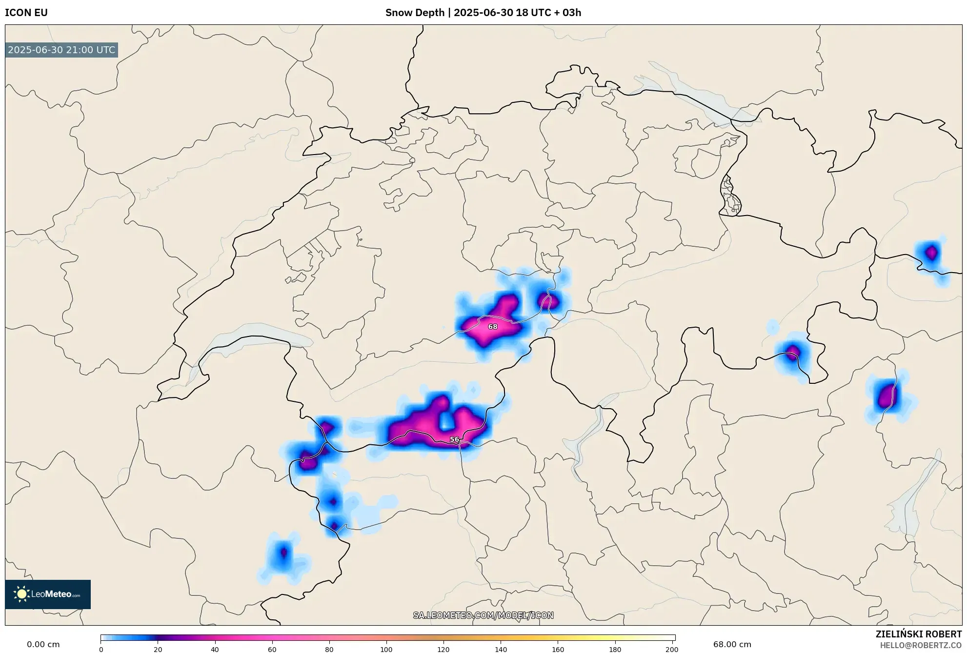 ICON model - Switzerland, Snow Depth ICON model - Switzerland, Snow Depth