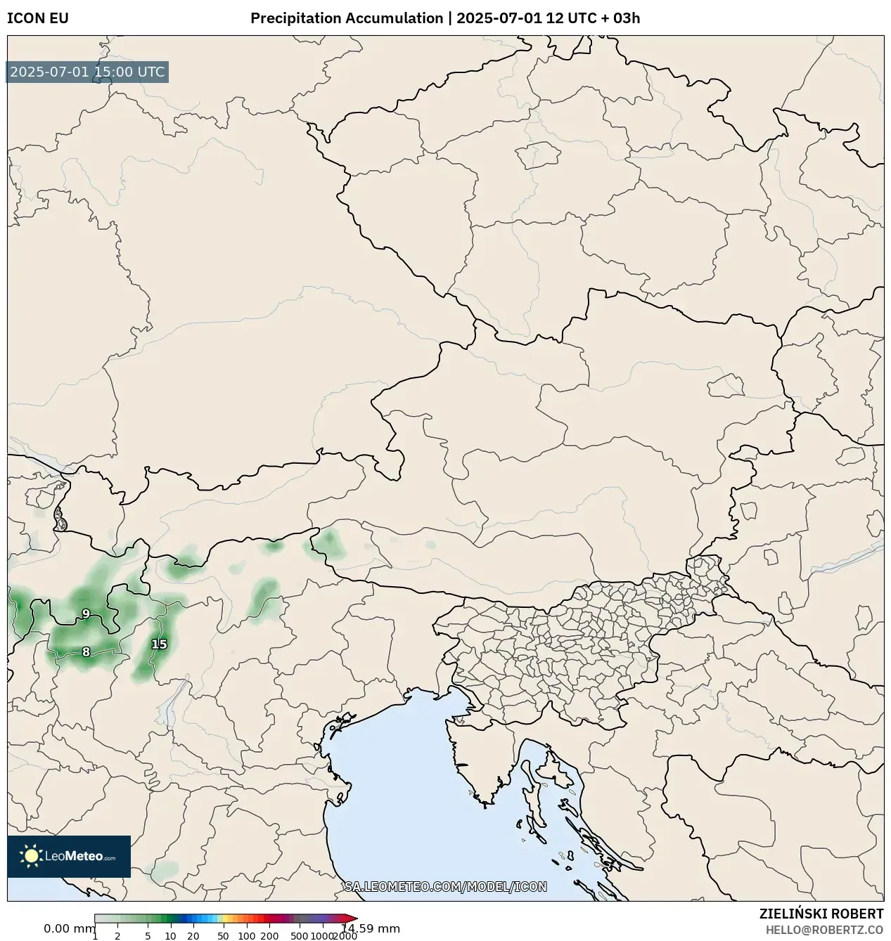 ICON model - Austria, Precipitation Accumulation ICON model - Austria, Precipitation Accumulation