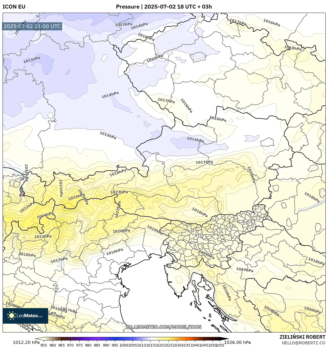 ICON model - Austria, Pressure