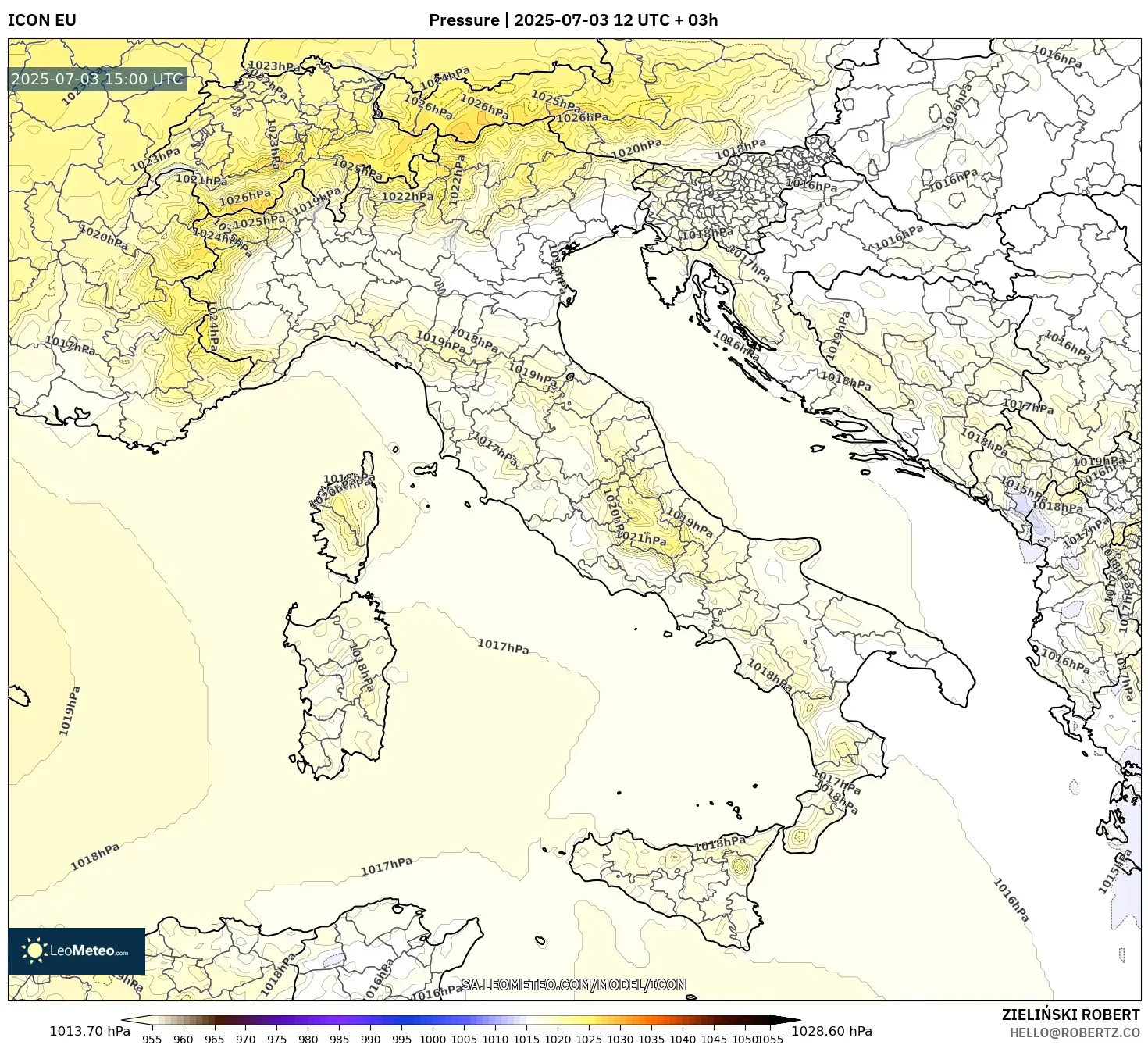 ICON model - Italy, Pressure