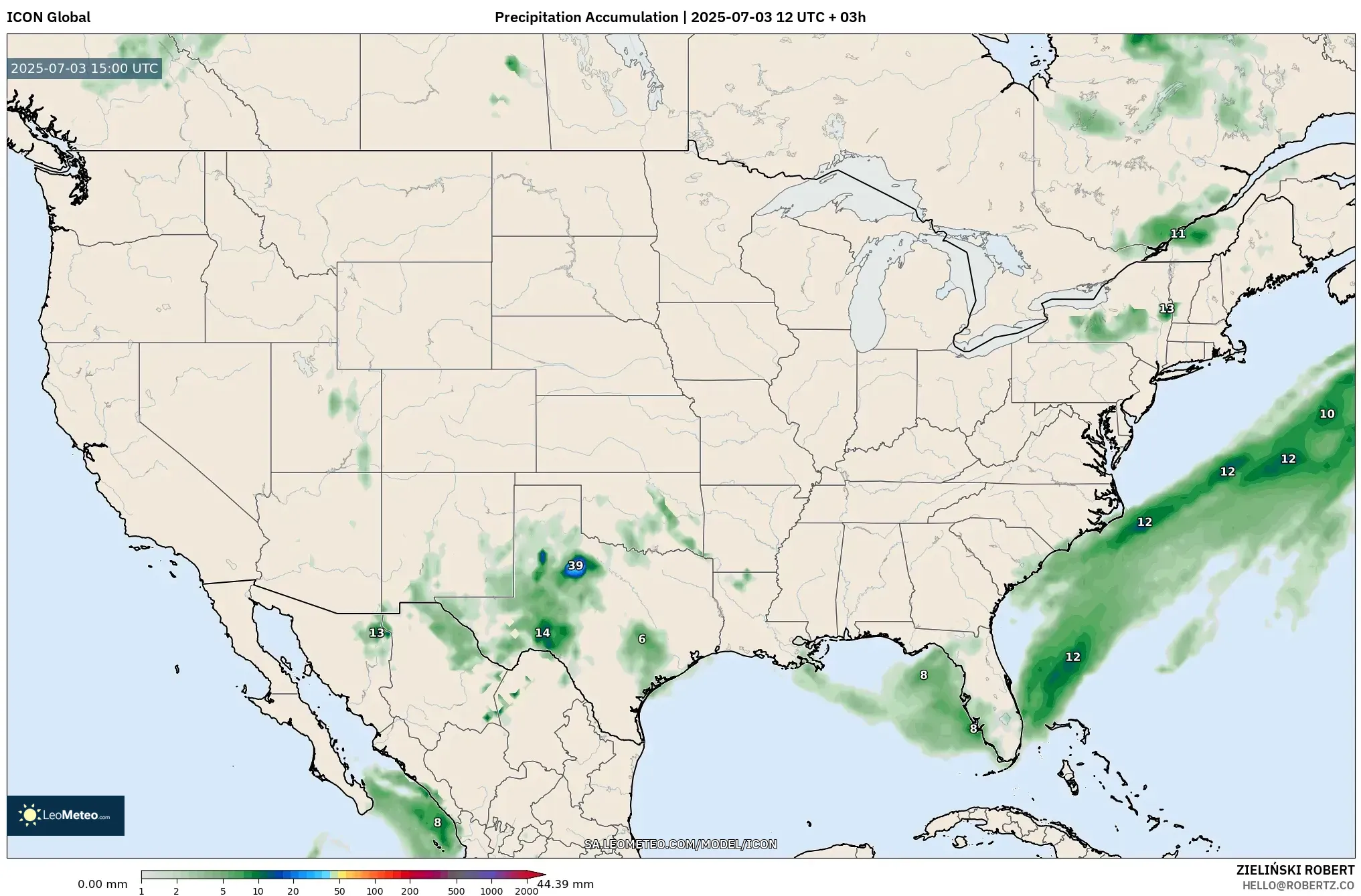 ICON model - United States, Precipitation Accumulation
