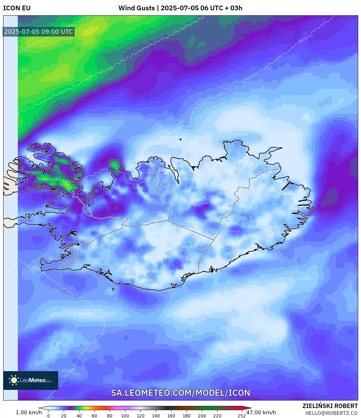 ICON model - Iceland, Wind Gusts ICON model - Iceland, Wind Gusts
