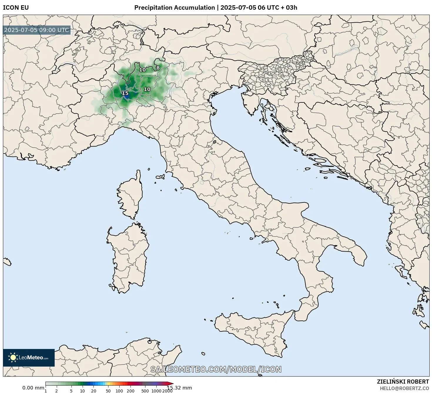 ICON model - Italy, Precipitation Accumulation ICON model - Italy, Precipitation Accumulation