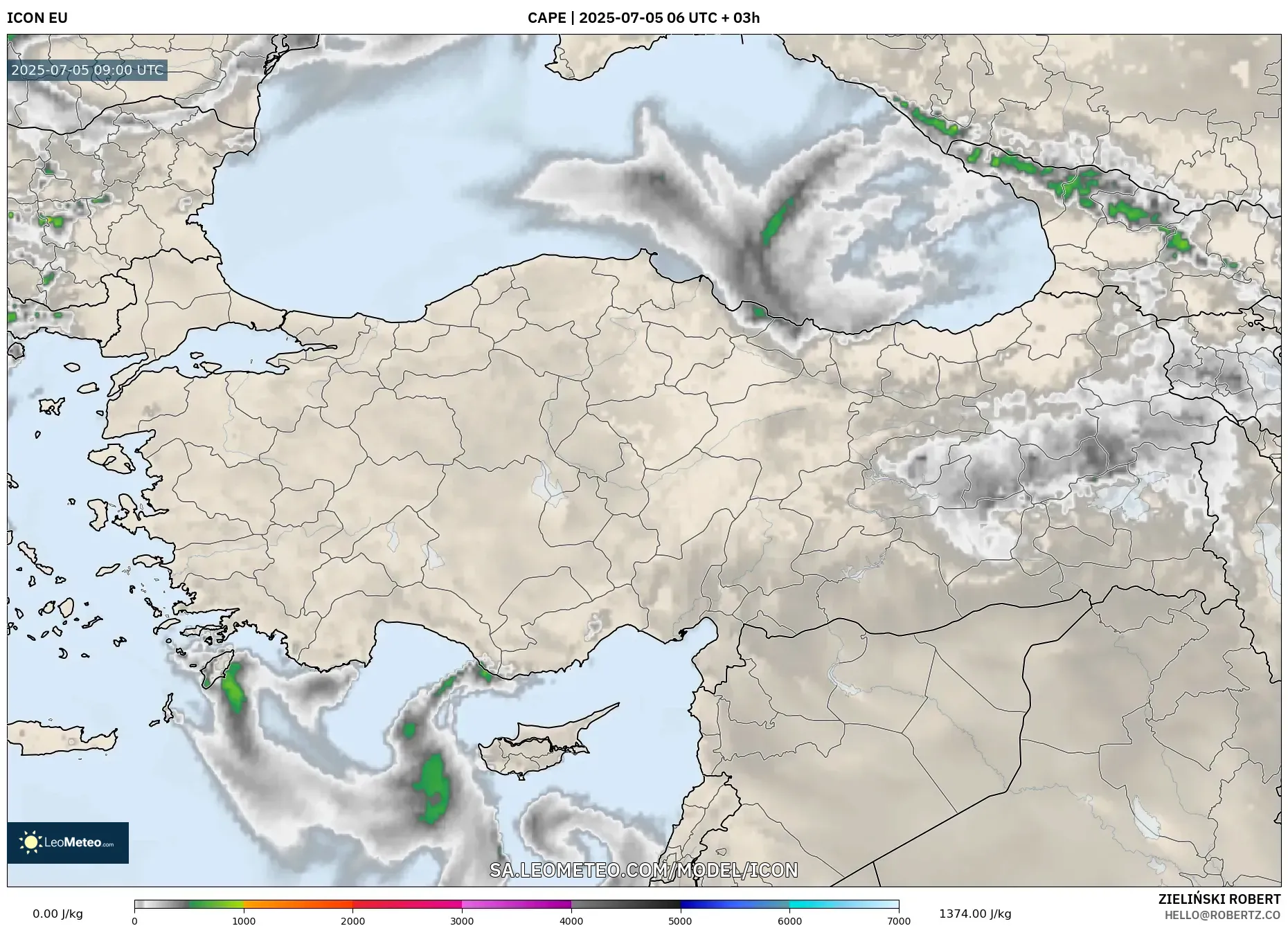 ICON model - Turkey, CAPE ICON model - Turkey, CAPE