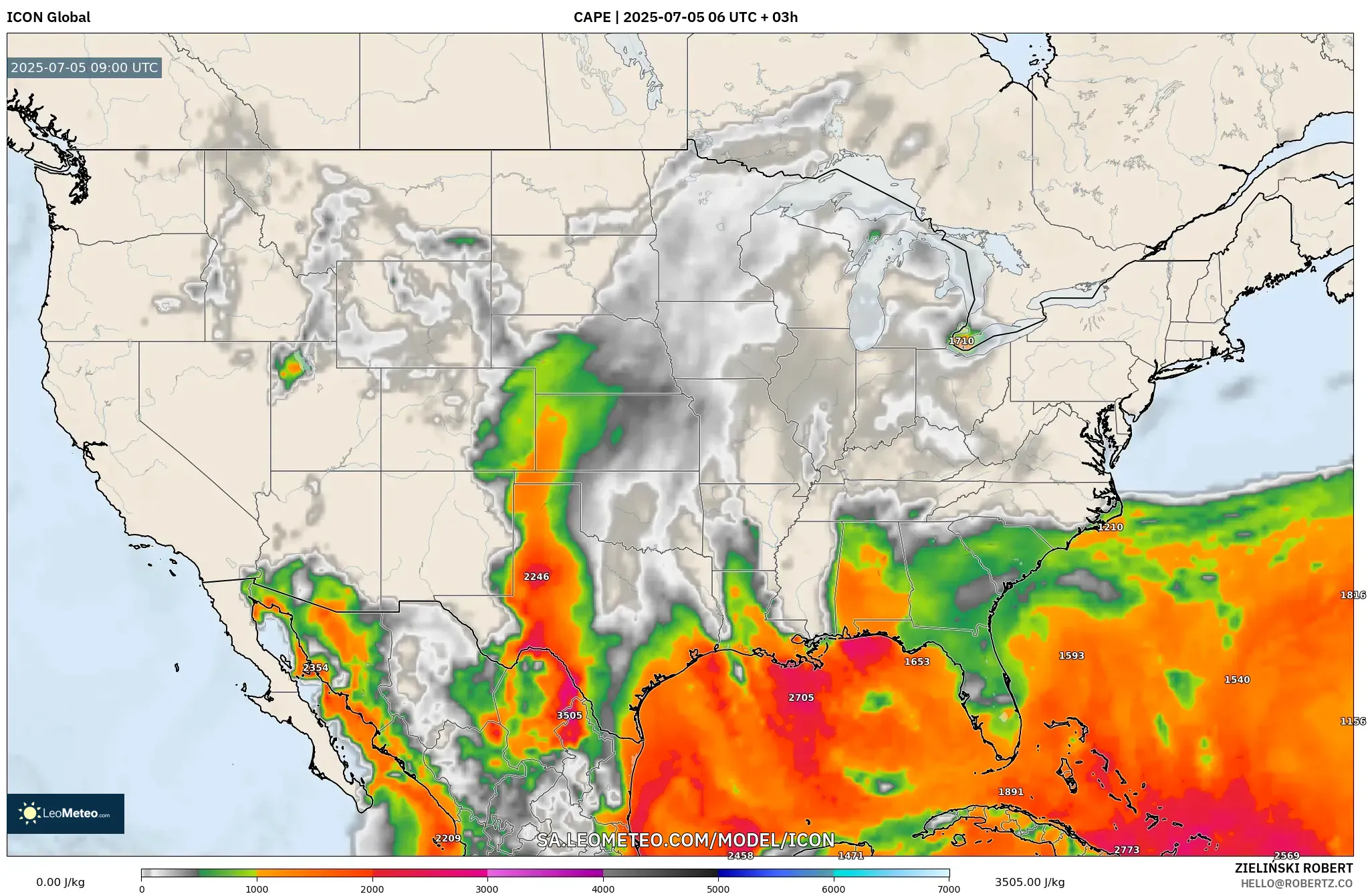 ICON model - United States, CAPE ICON model - United States, CAPE