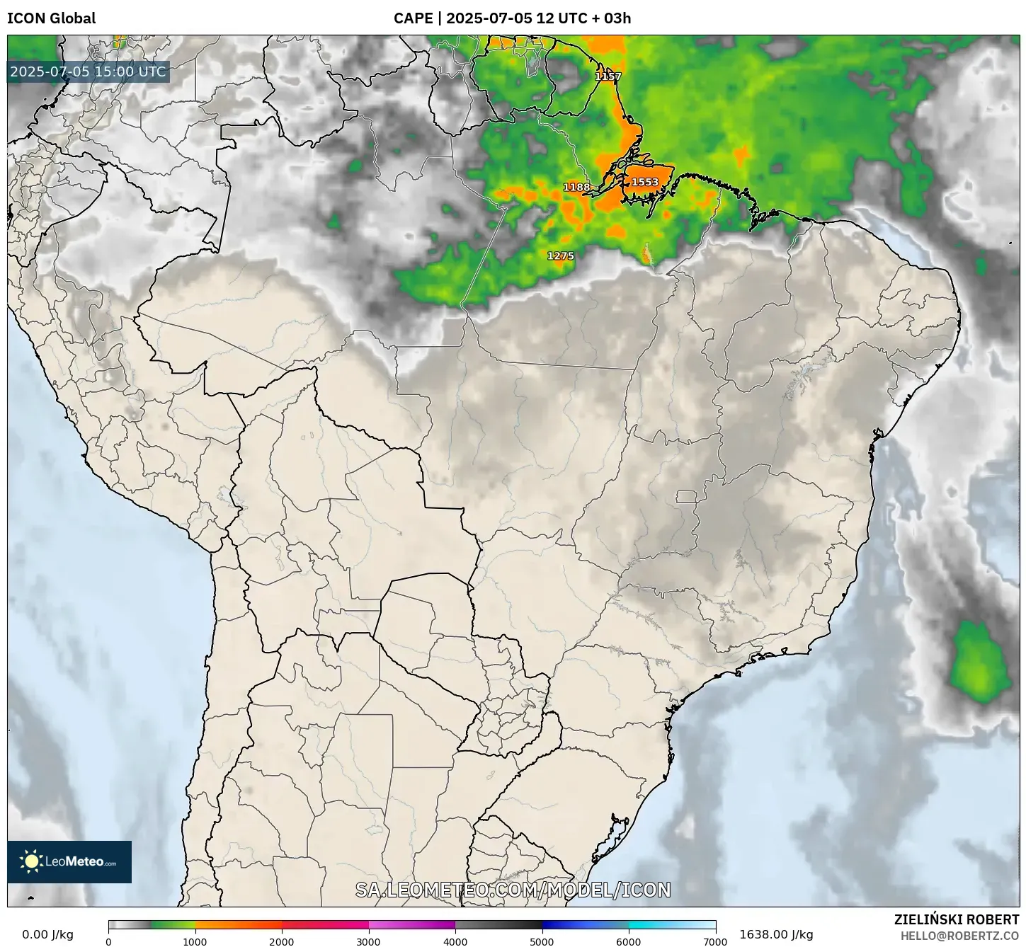ICON model - Brazil, CAPE ICON model - Brazil, CAPE