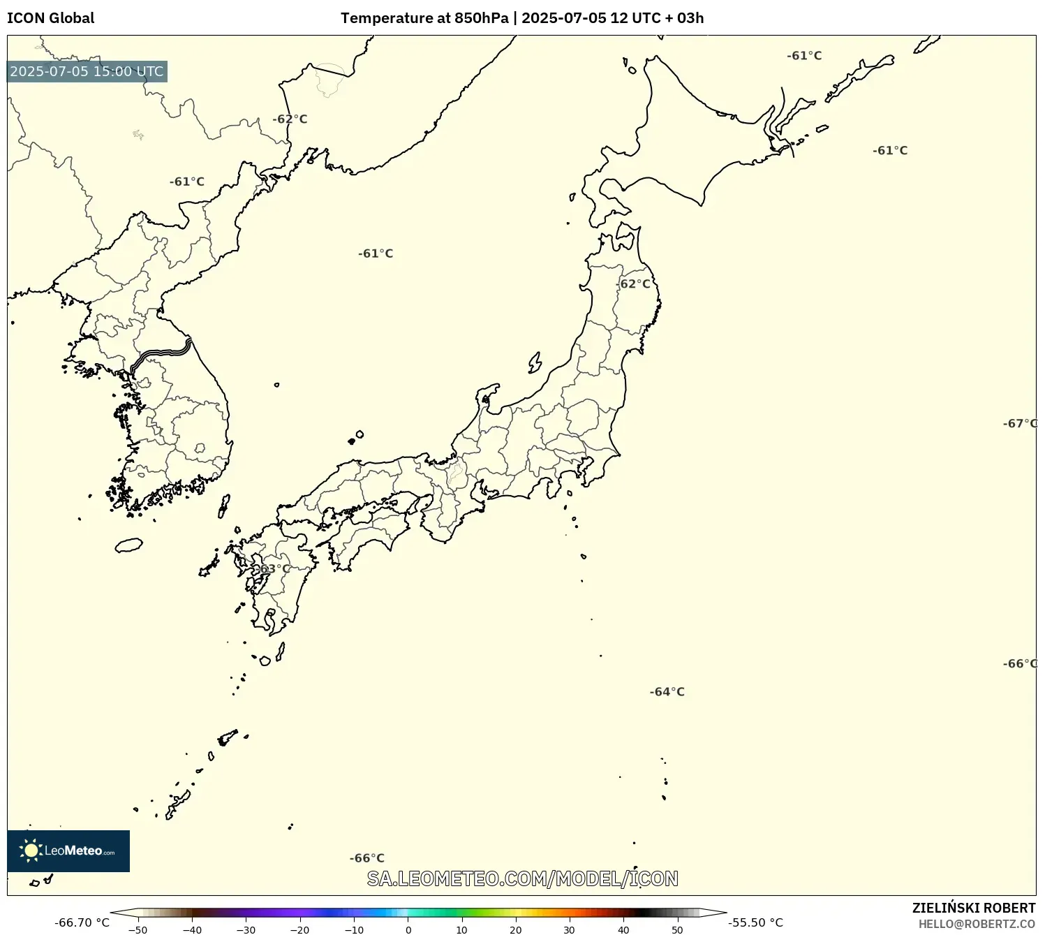 ICON model - Japan, Temperature at 850hPa ICON model - Japan, Temperature at 850hPa
