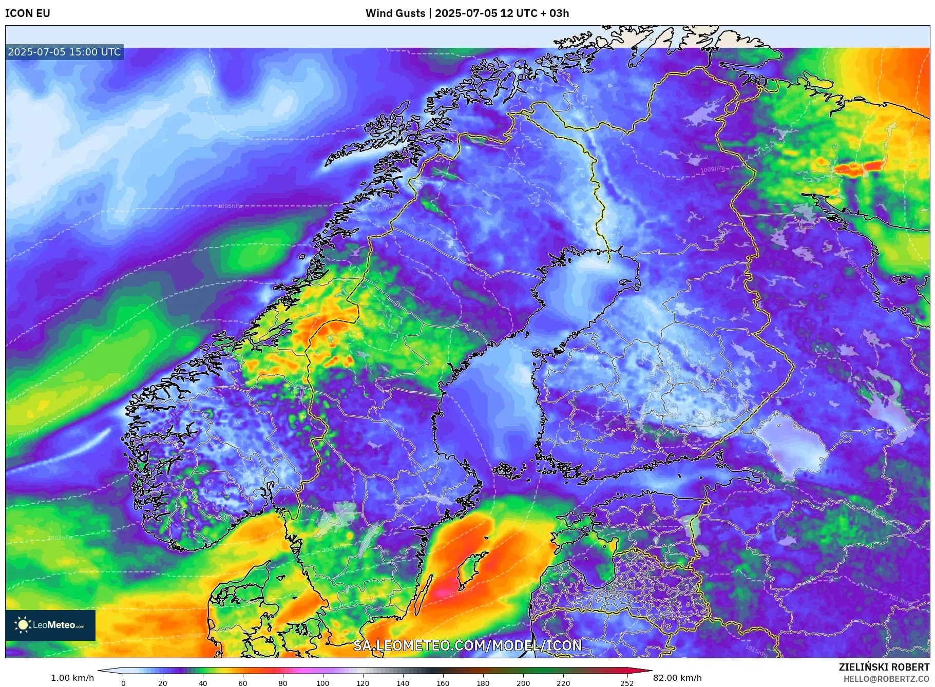 ICON model - Scandinavia, Wind Gusts ICON model - Scandinavia, Wind Gusts