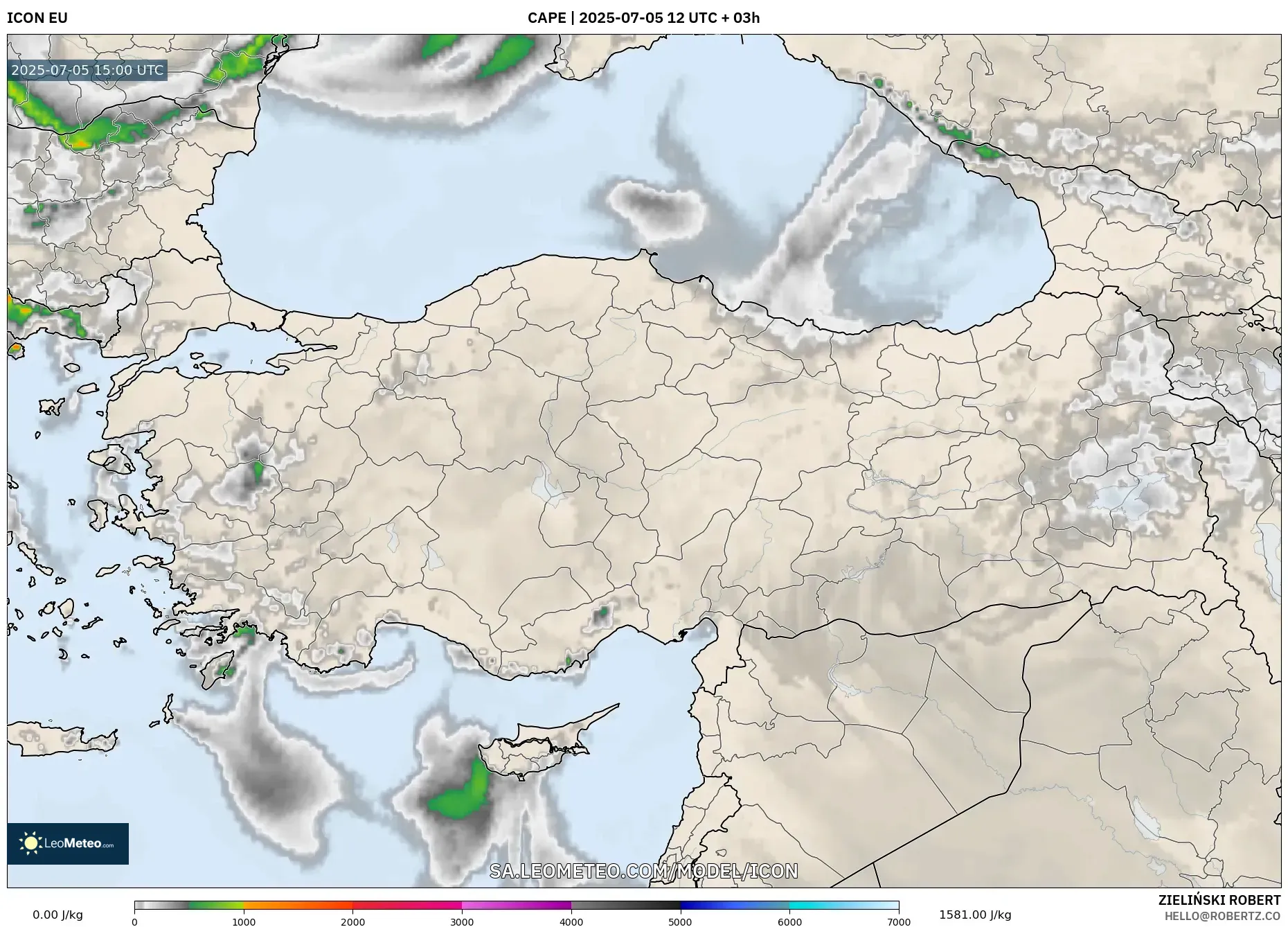 ICON model - Turkey, CAPE ICON model - Turkey, CAPE