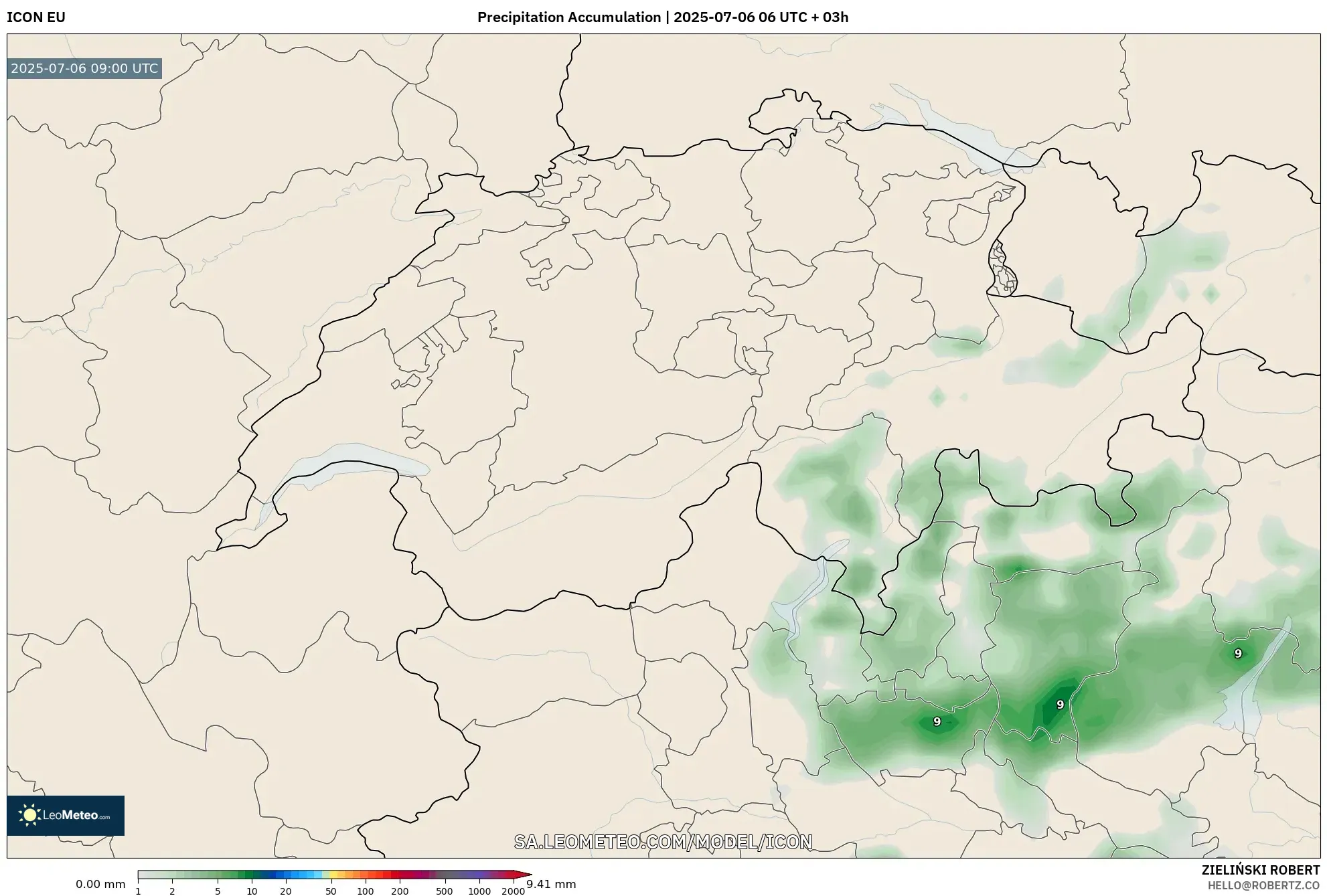 ICON model - Switzerland, Precipitation Accumulation ICON model - Switzerland, Precipitation Accumulation