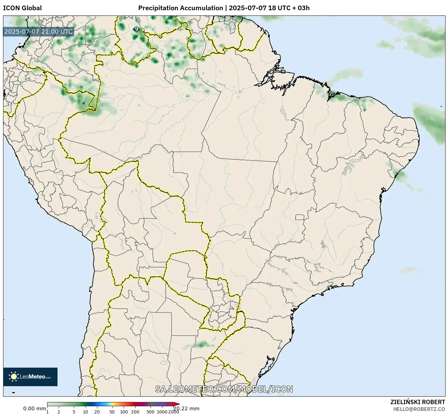 ICON model - Brazil, Precipitation Accumulation