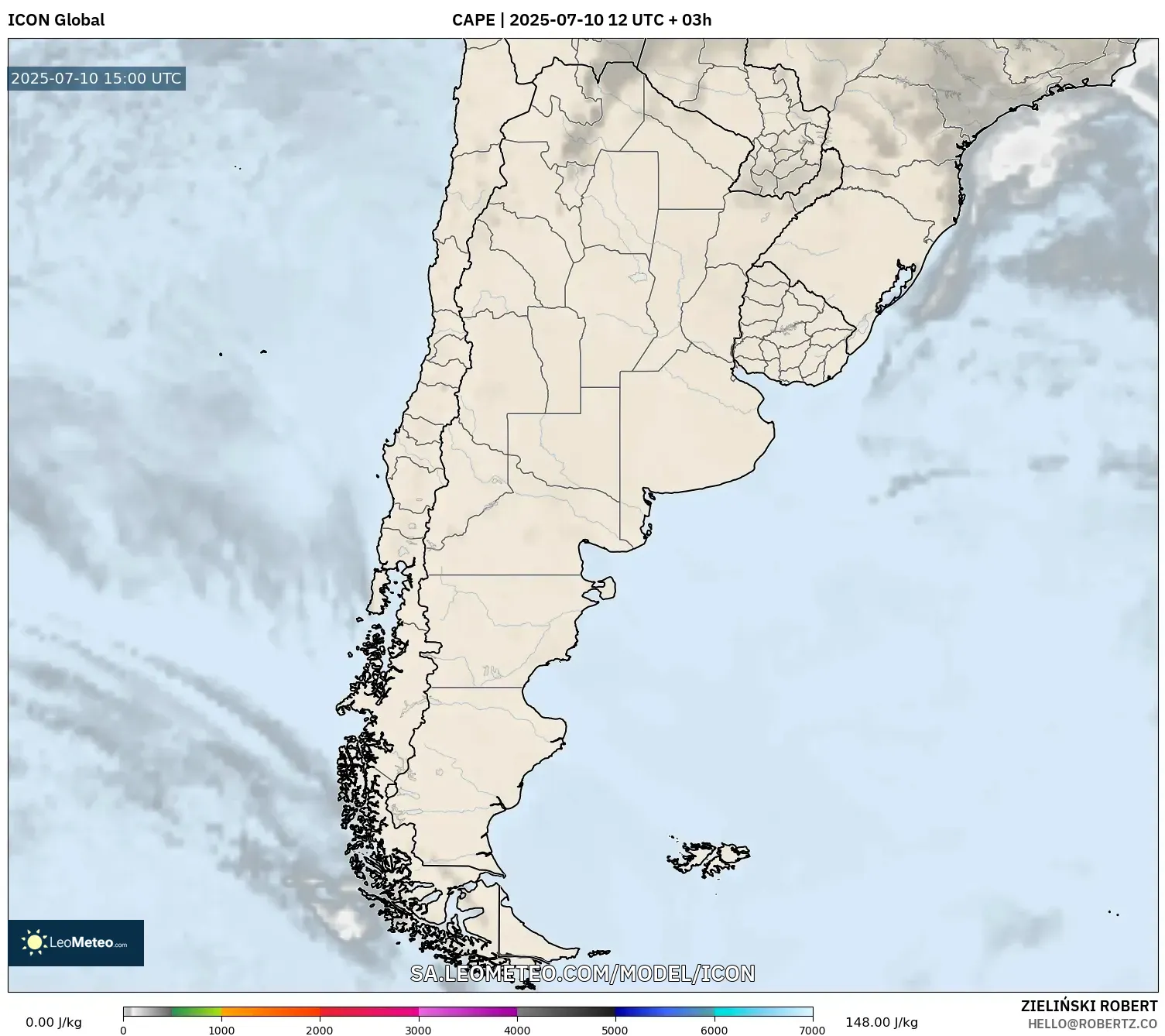 ICON model - Argentina, CAPE ICON model - Argentina, CAPE