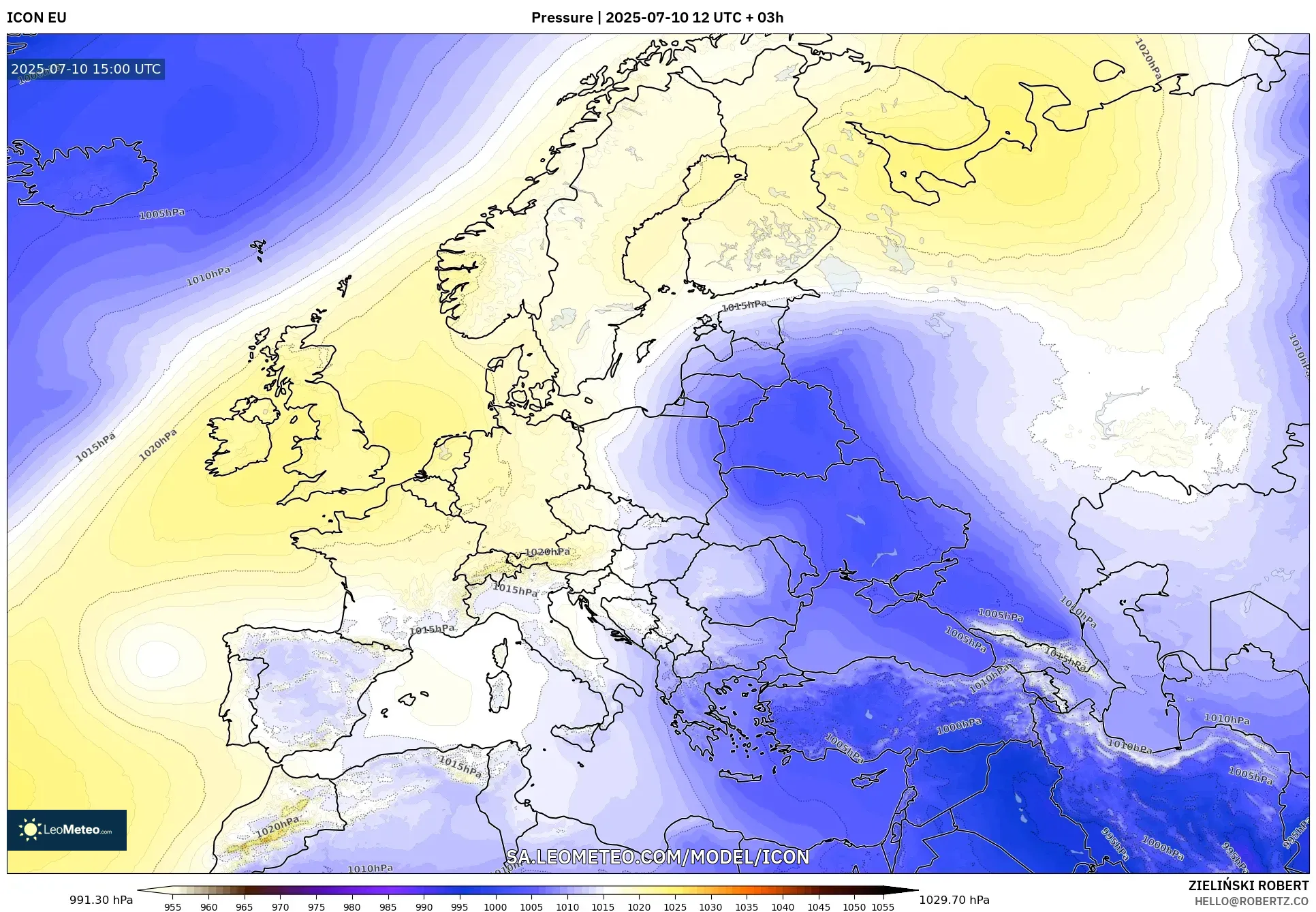 ICON model - Europe, Pressure ICON model - Europe, Pressure