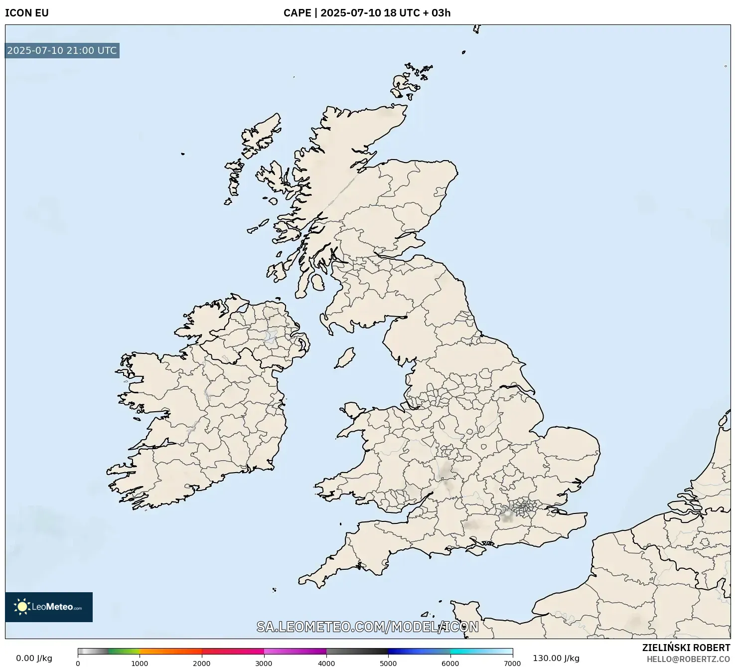 ICON model - United Kingdom, CAPE ICON model - United Kingdom, CAPE