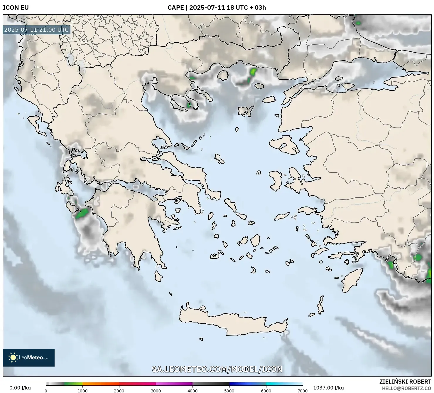 ICON model - Greece, CAPE ICON model - Greece, CAPE