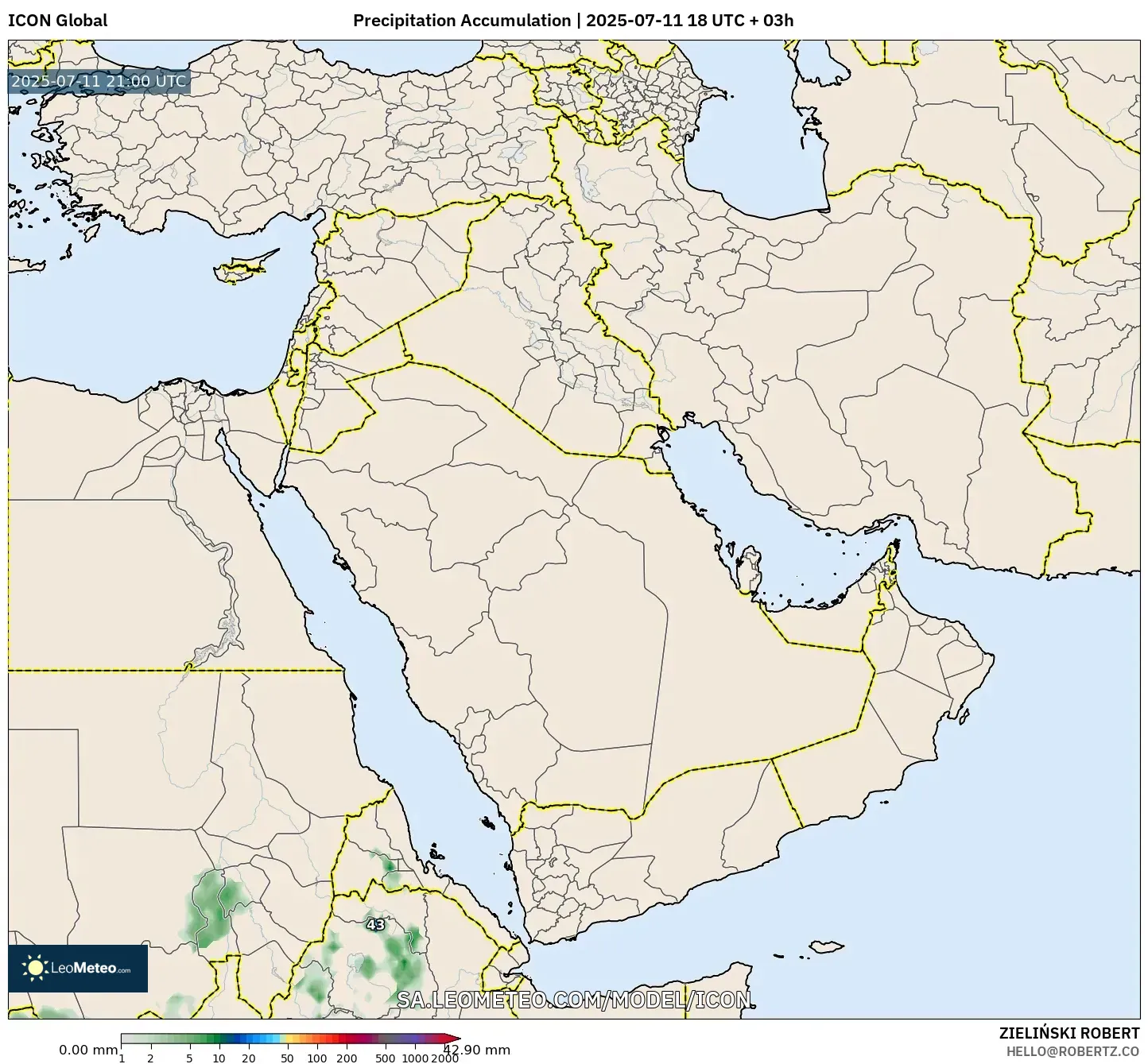 ICON model - Middle East, Precipitation Accumulation ICON model - Middle East, Precipitation Accumulation