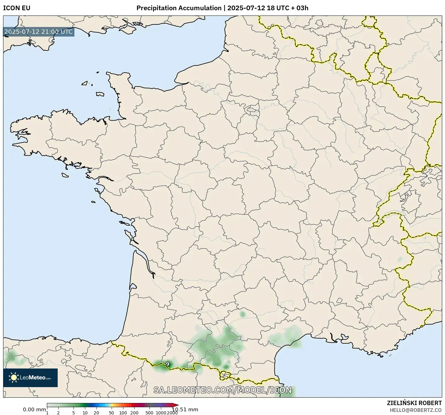 ICON model - France, Precipitation Accumulation ICON model - France, Precipitation Accumulation