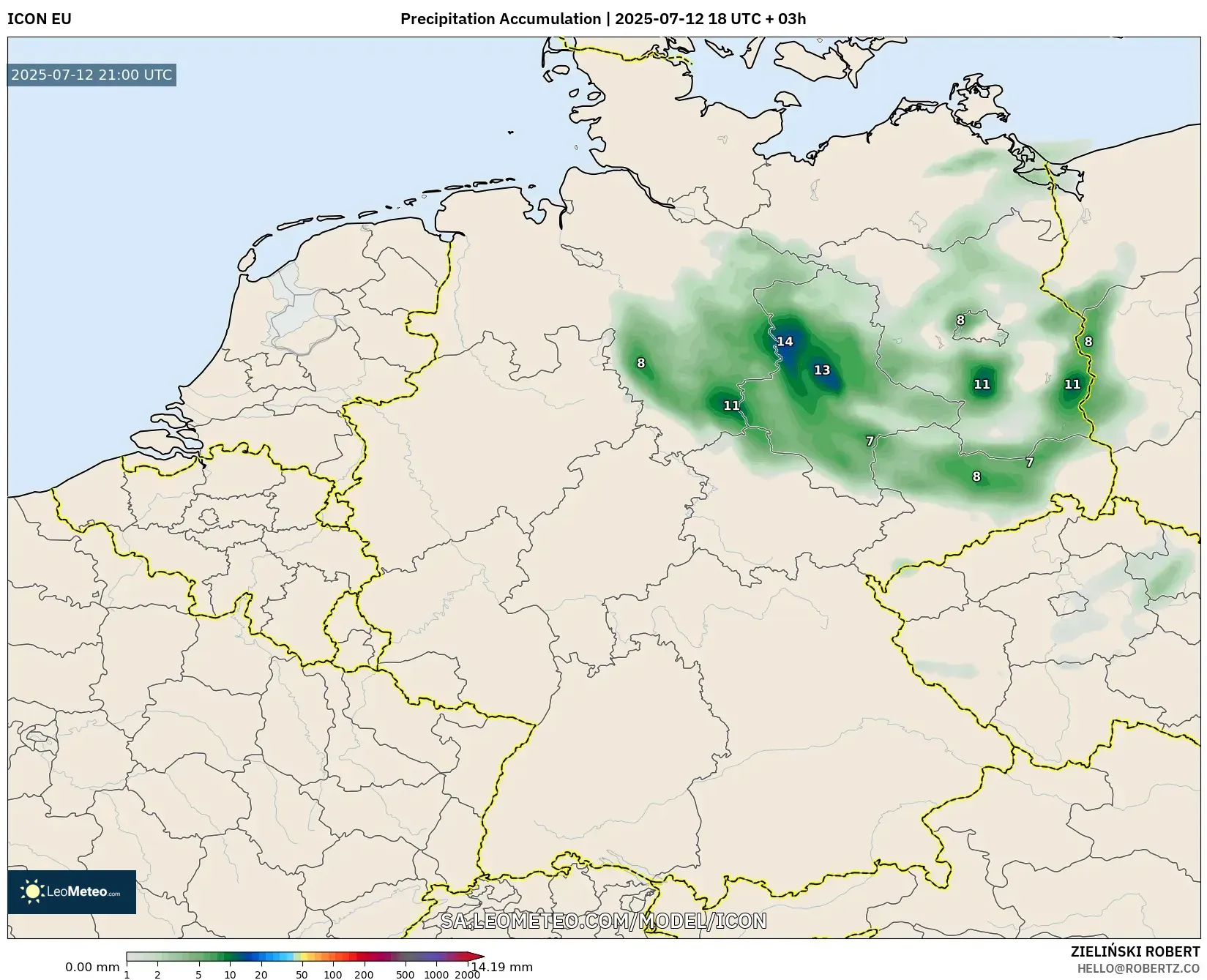 ICON model - Germany, Precipitation Accumulation ICON model - Germany, Precipitation Accumulation