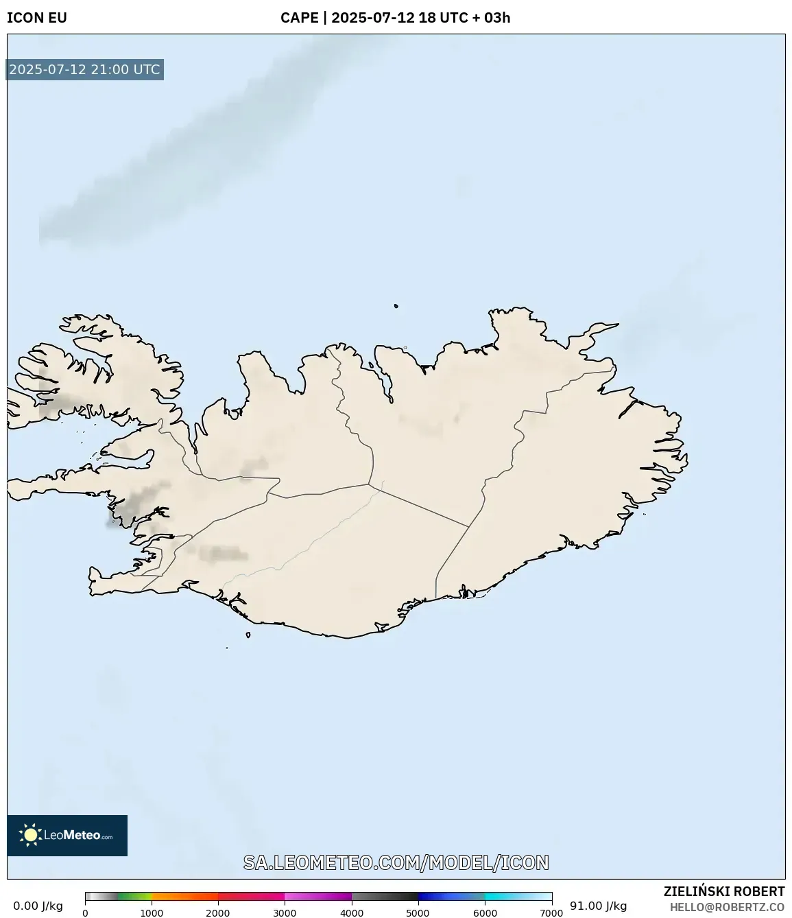 ICON model - Iceland, CAPE ICON model - Iceland, CAPE