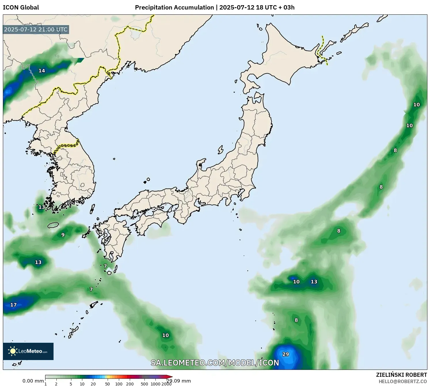 ICON model - Japan, Precipitation Accumulation ICON model - Japan, Precipitation Accumulation