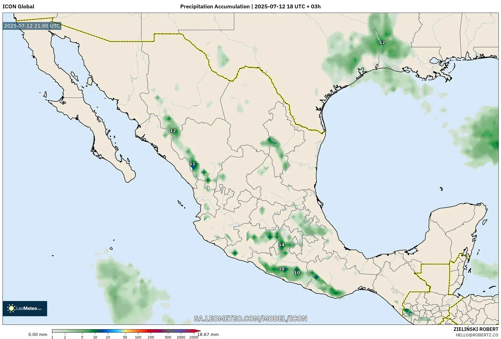 ICON model - Mexico, Precipitation Accumulation ICON model - Mexico, Precipitation Accumulation