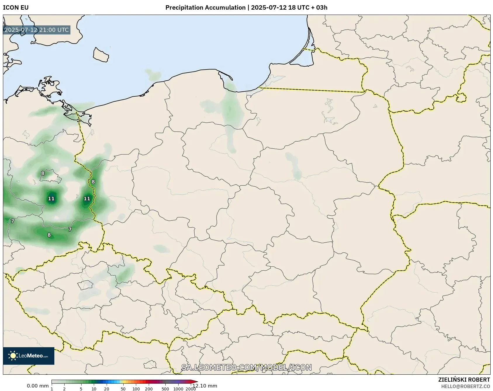 ICON model - Poland, Precipitation Accumulation ICON model - Poland, Precipitation Accumulation