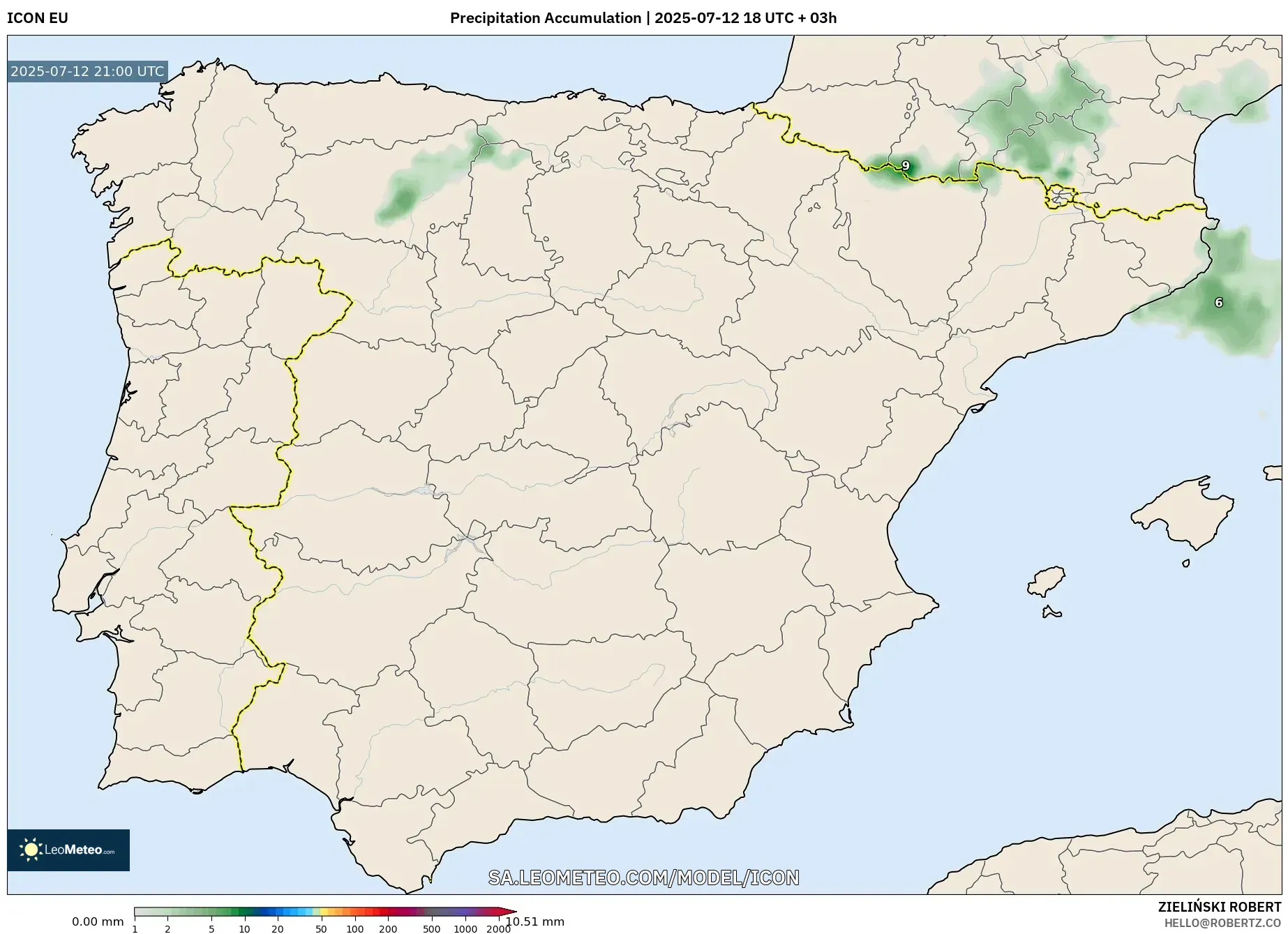 ICON model - Spain, Precipitation Accumulation ICON model - Spain, Precipitation Accumulation