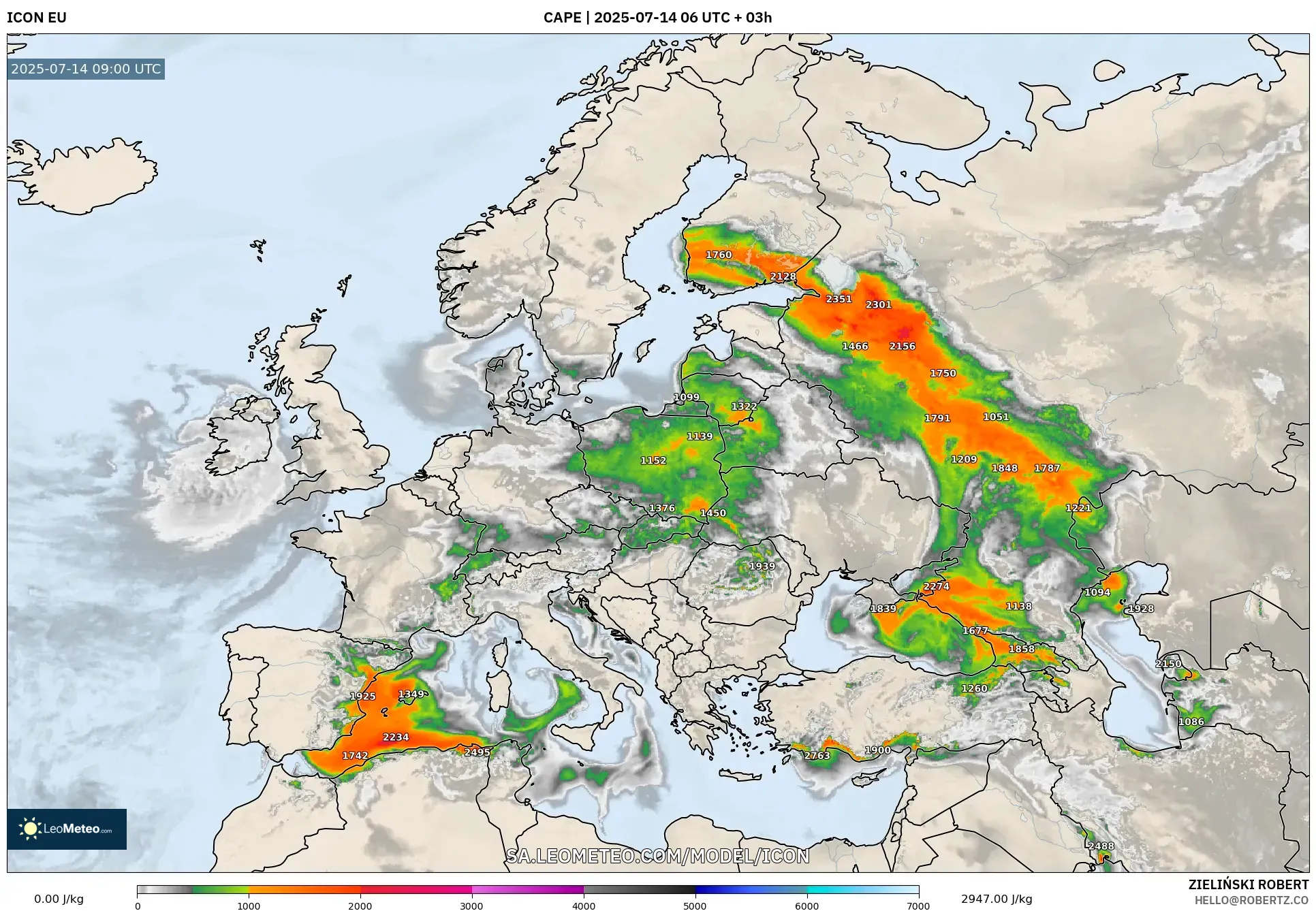 ICON model - Europe, CAPE ICON model - Europe, CAPE
