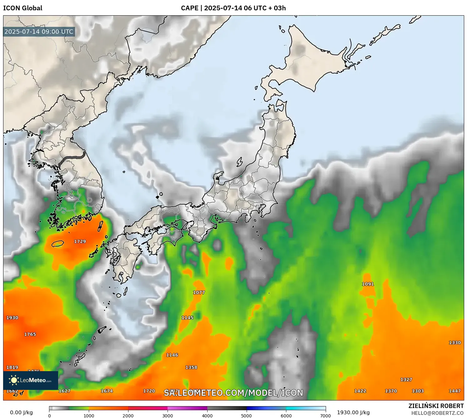 ICON model - Japan, CAPE ICON model - Japan, CAPE