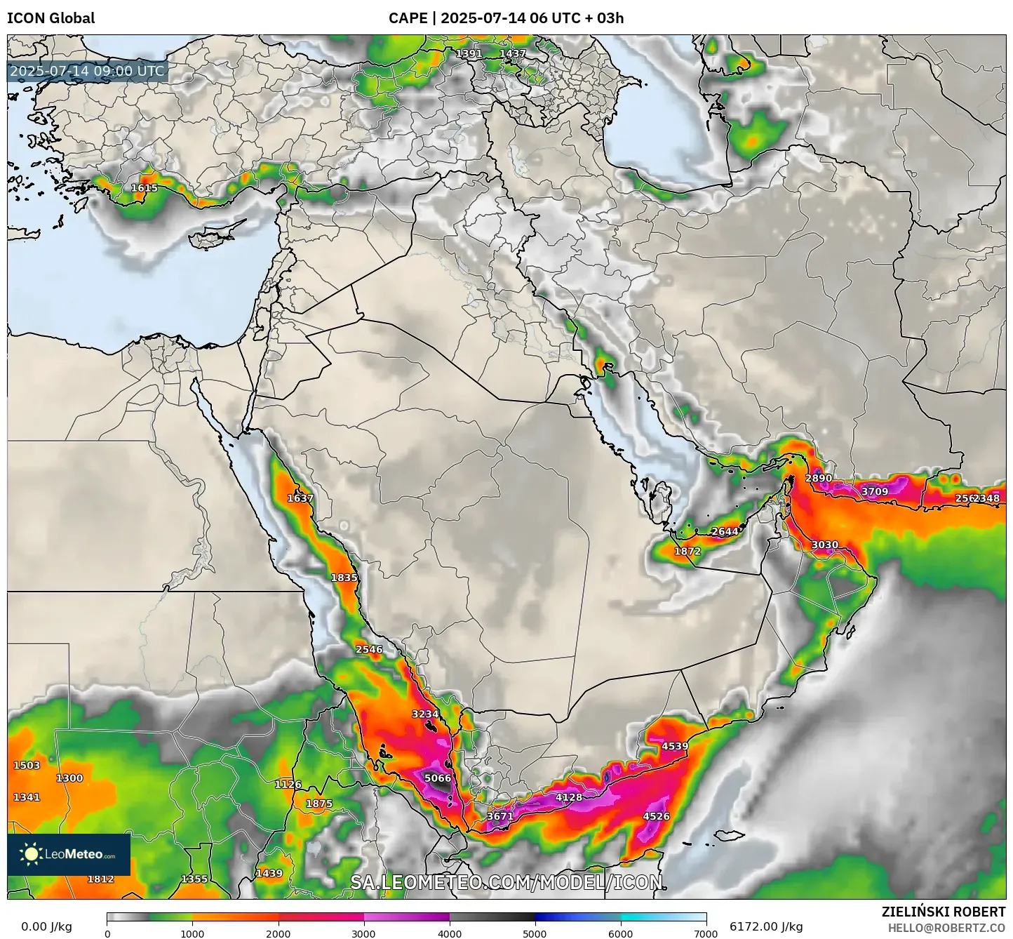 ICON model - Middle East, CAPE ICON model - Middle East, CAPE